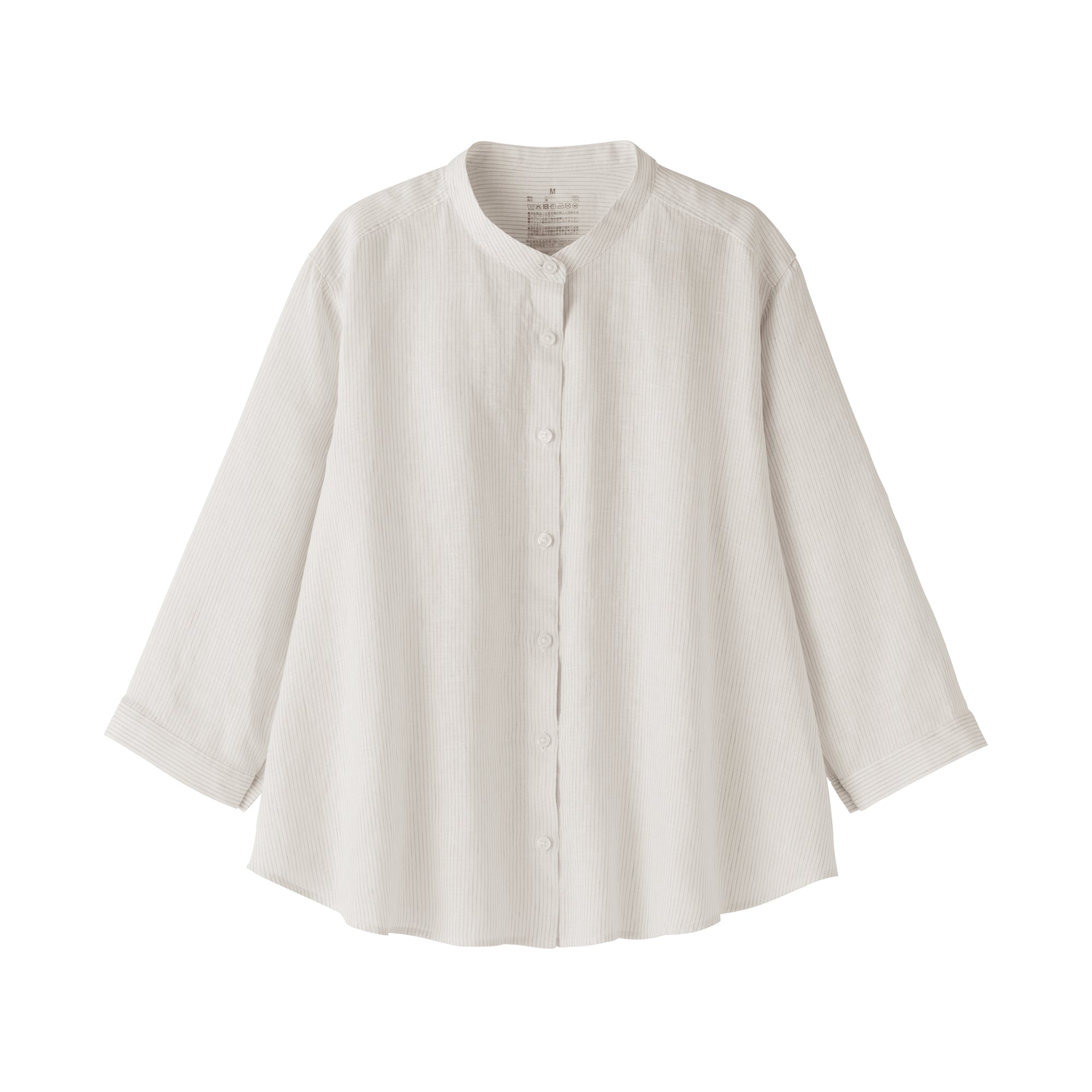 Women's Washed Linen 3/4 Sleeve Striped Blouse