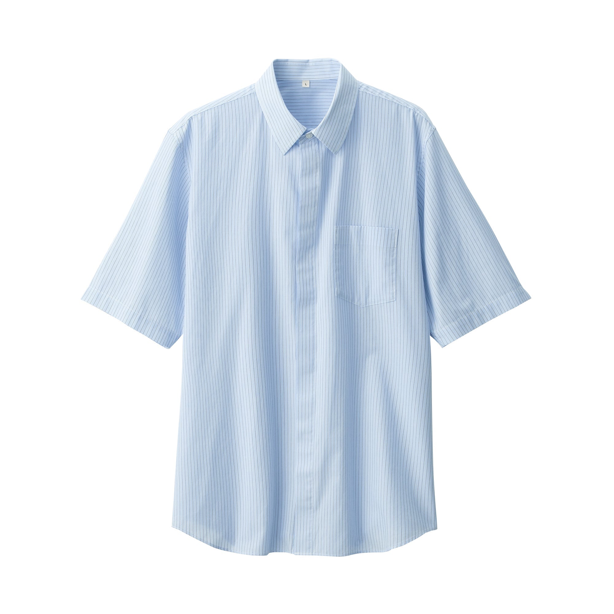 Labo Men's Poplin Layered Short Sleeve Striped Shirt