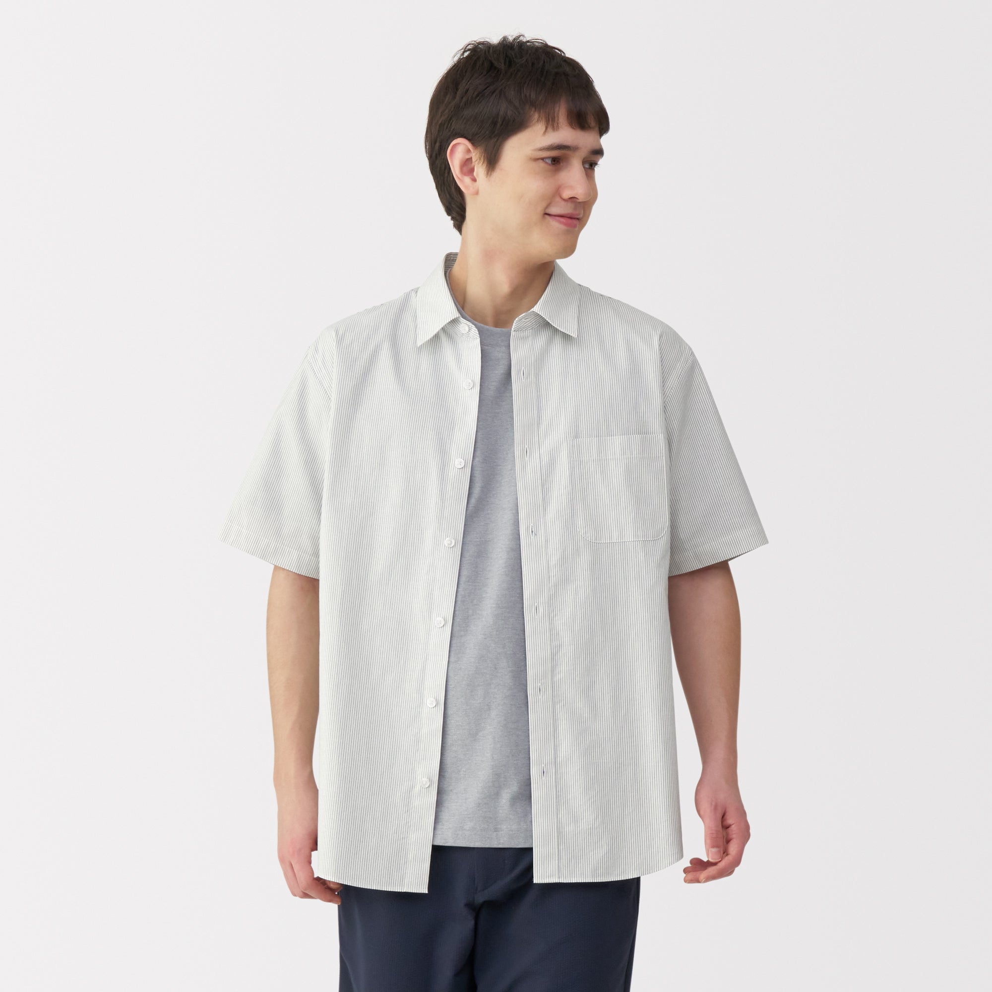 Men's Washed Broadcloth Short Sleeve Striped Shirt