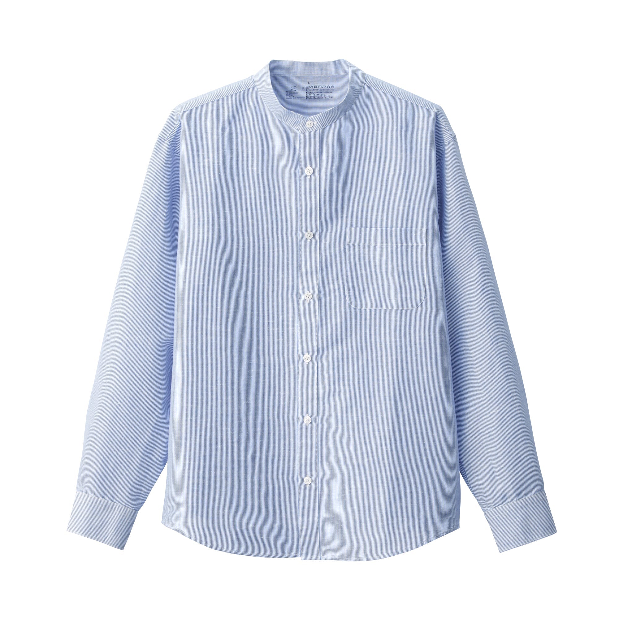 Men's Hemp Cotton Stand Collar Striped Shirt
