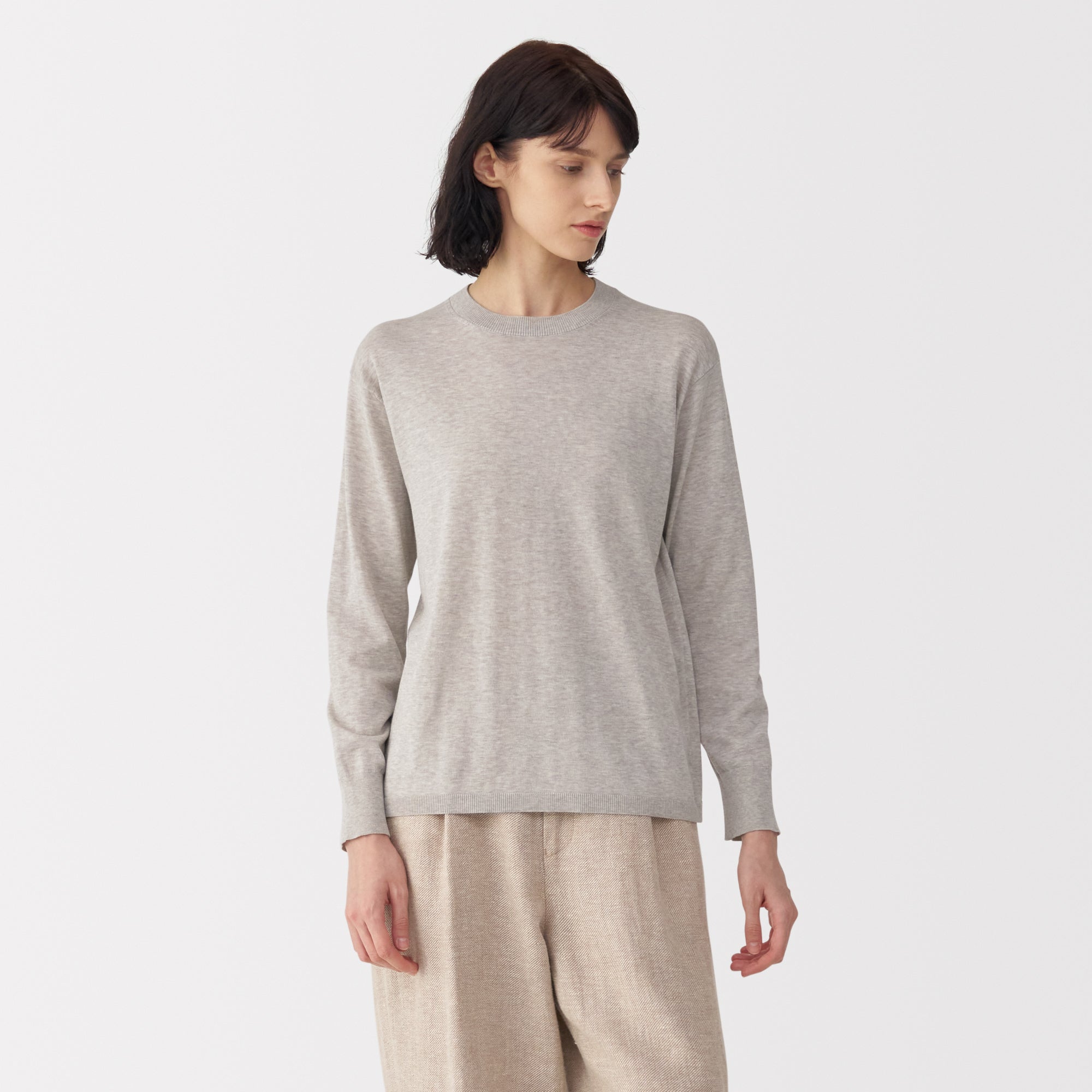 Labo Women's Cotton High Gauge Knit Long Sleeve Pullover