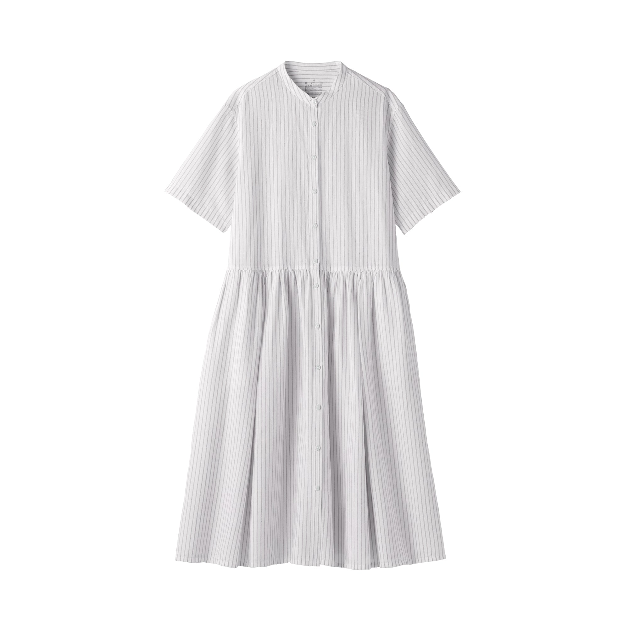 Women's Hemp Cotton Short Sleeve Striped Dress