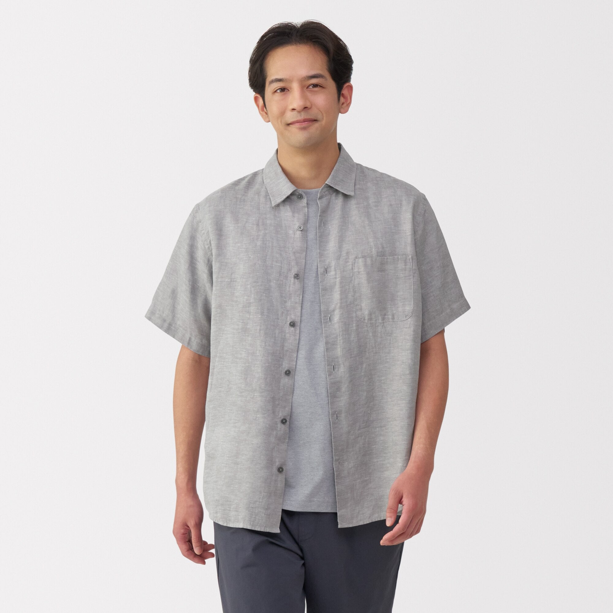 Men's Washed Linen Short Sleeve Shirt