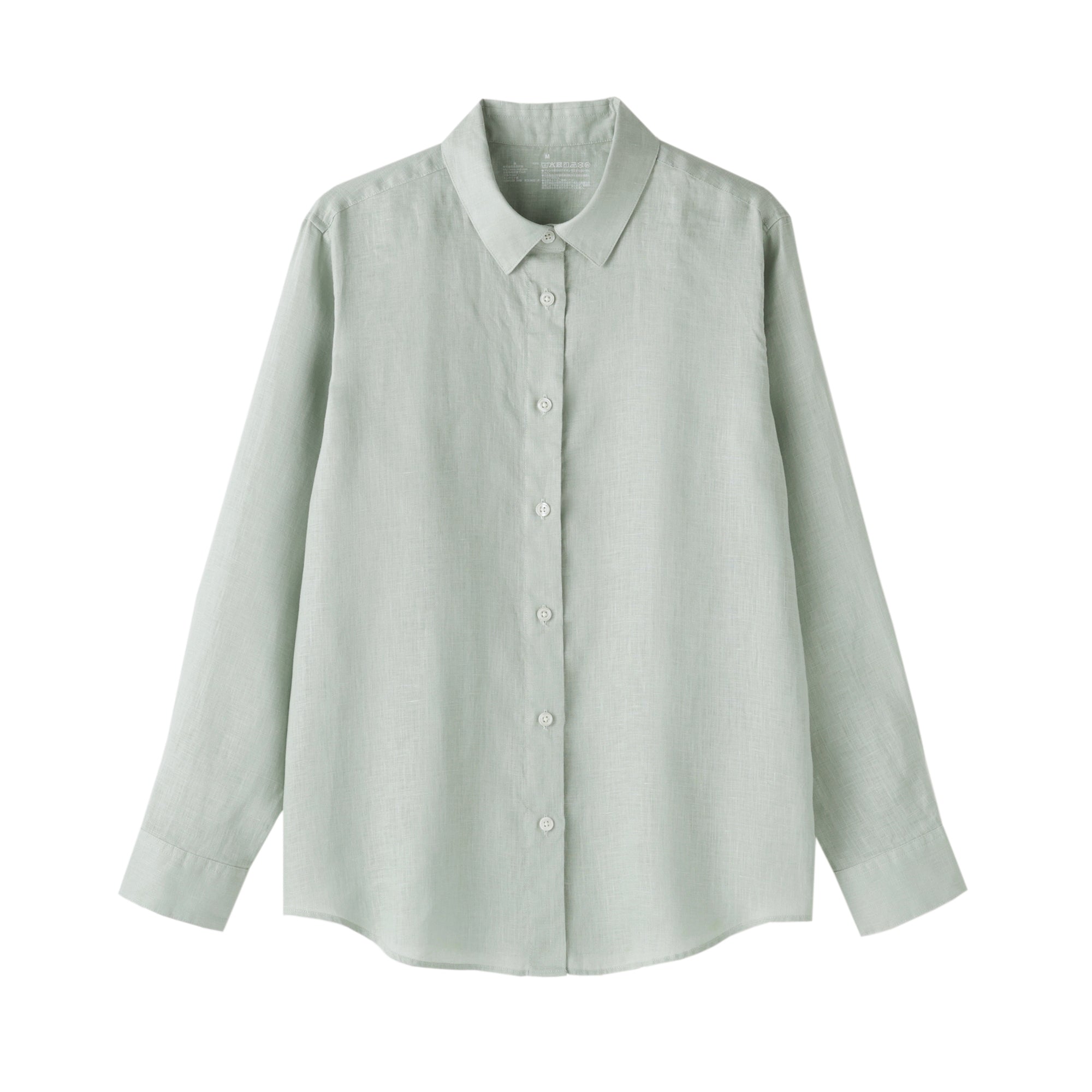 Women's Washed Linen Regular Collar Long Sleeve Shirt