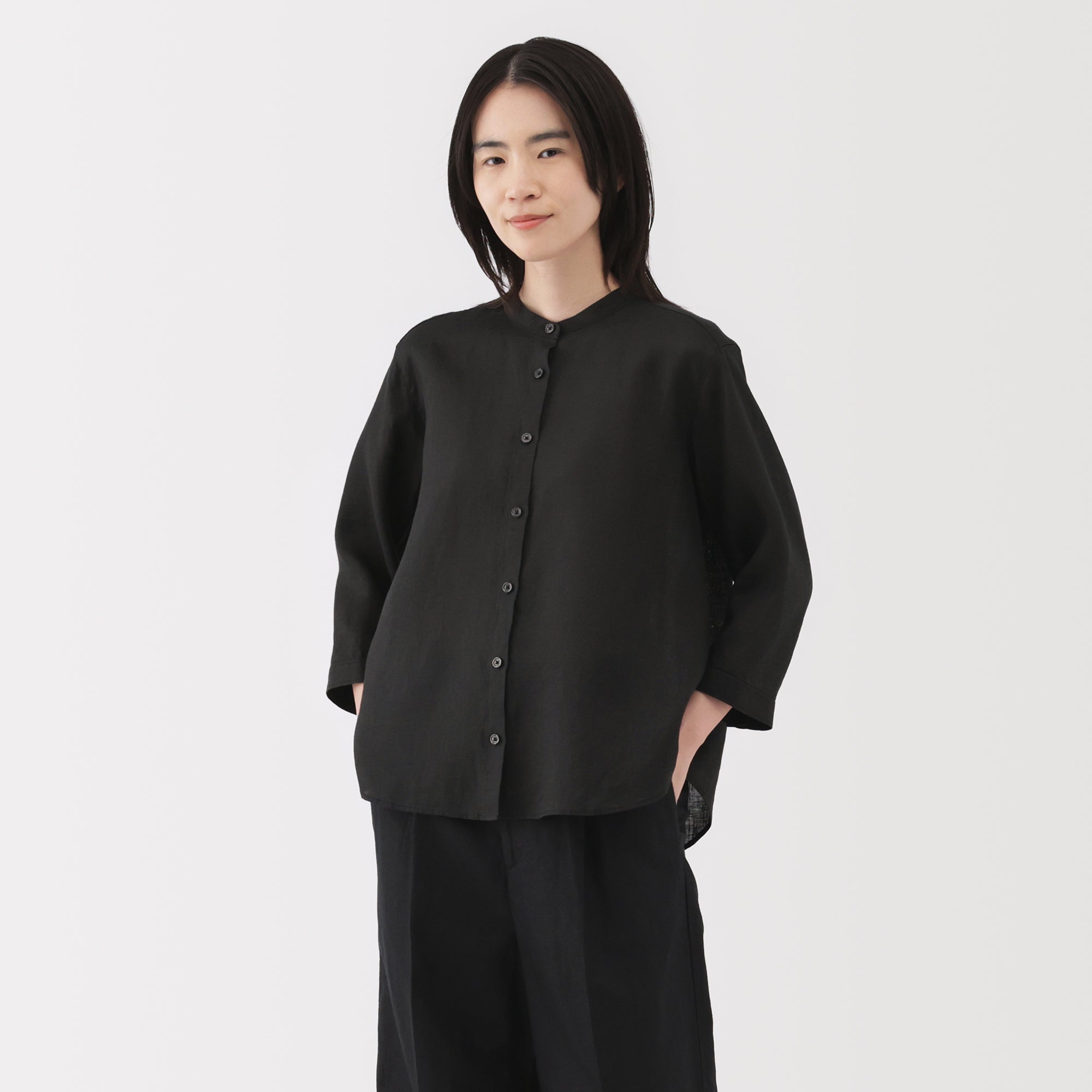 Women's Washed Linen 3/4 Sleeve Blouse