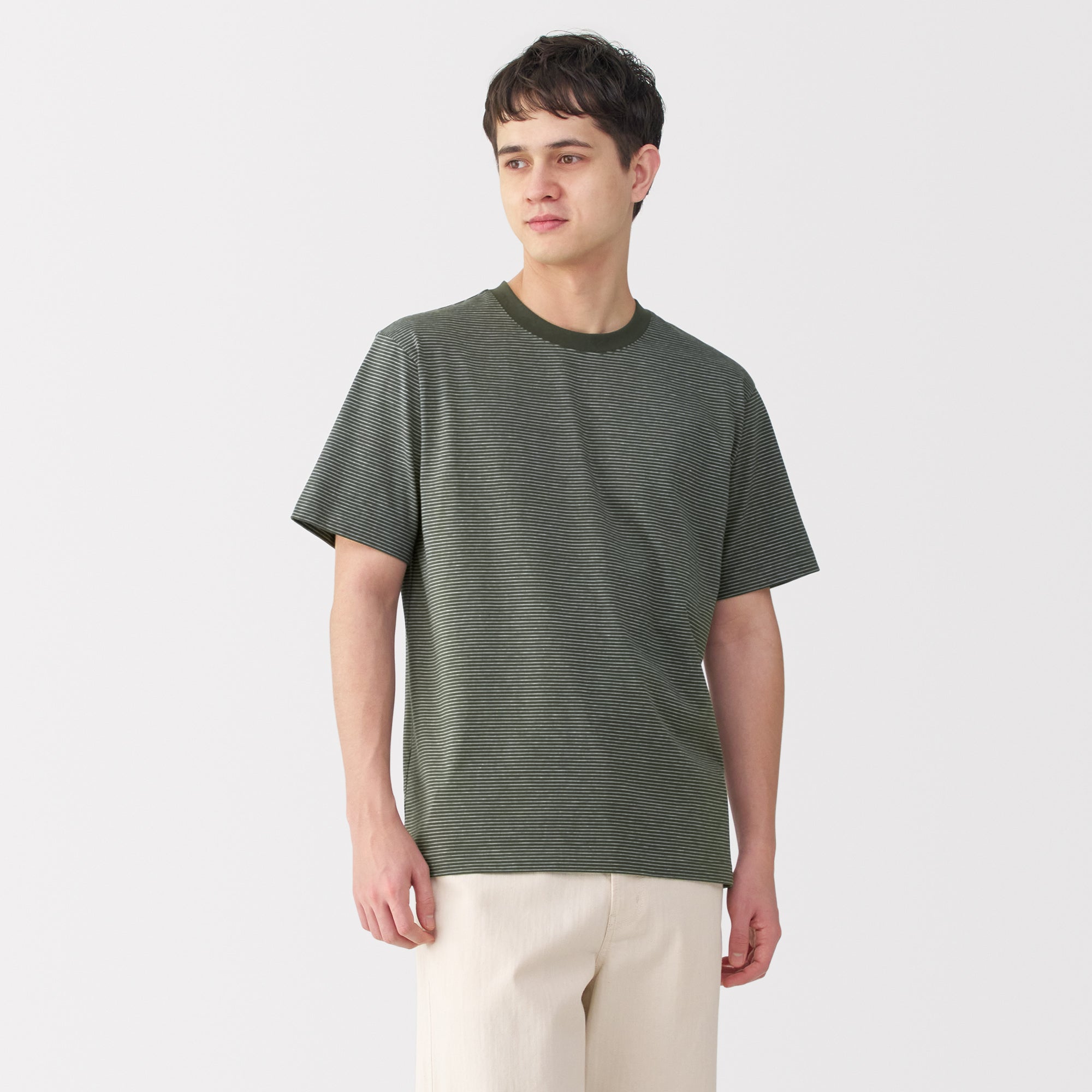 Men's Jersey Crew Neck Short Sleeve Striped T-Shirt