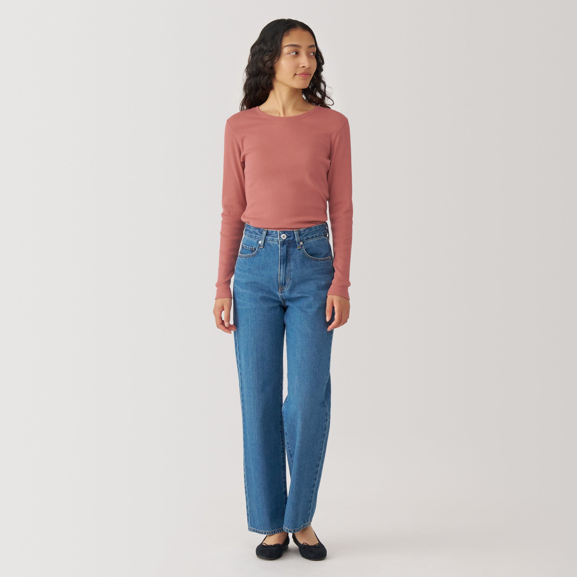 Women's Soy Fibre Blend Ribbed Crew Neck Long Sleeve T-Shirt
