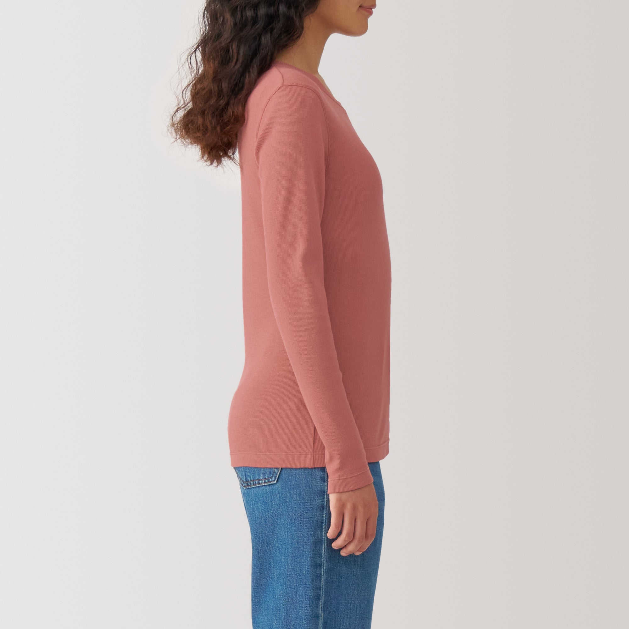 Women's Soy Fibre Blend Ribbed Crew Neck Long Sleeve T-Shirt