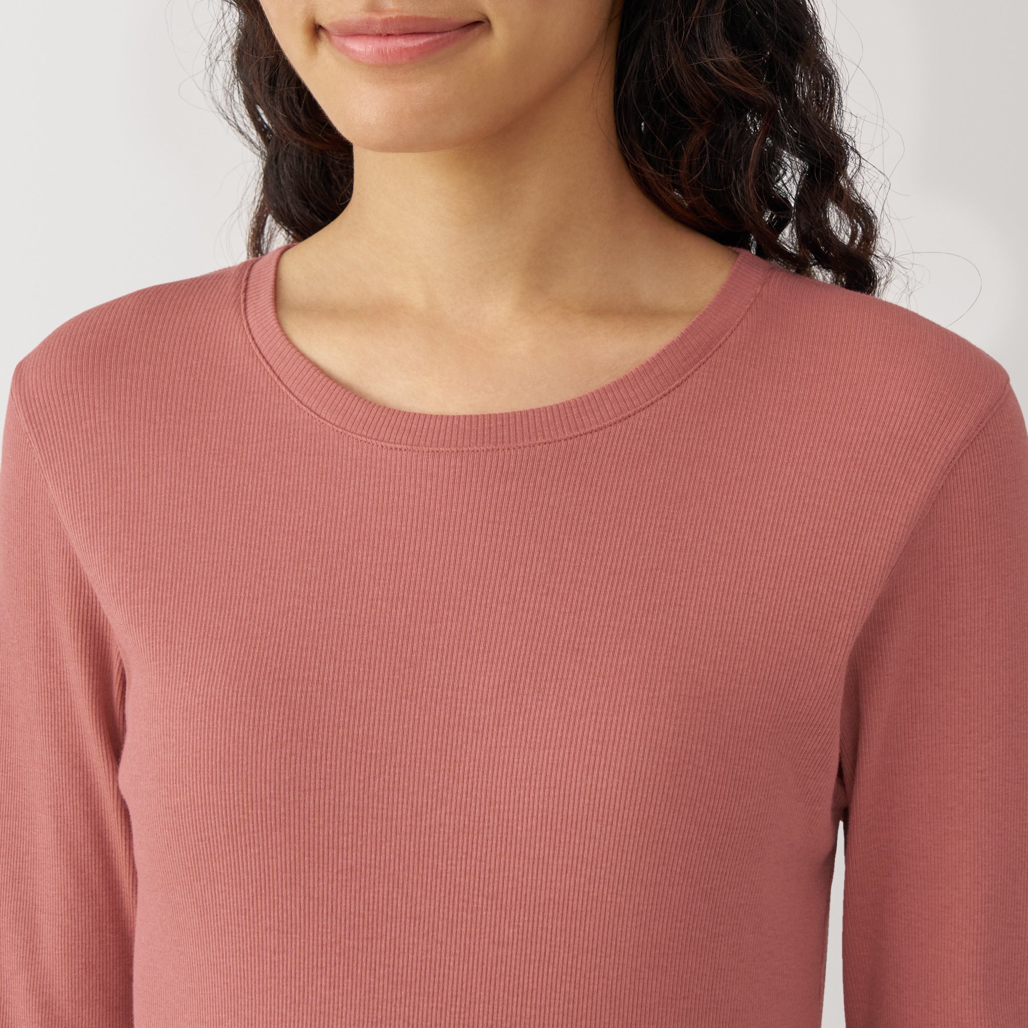 Women's Soy Fibre Blend Ribbed Crew Neck Long Sleeve T-Shirt