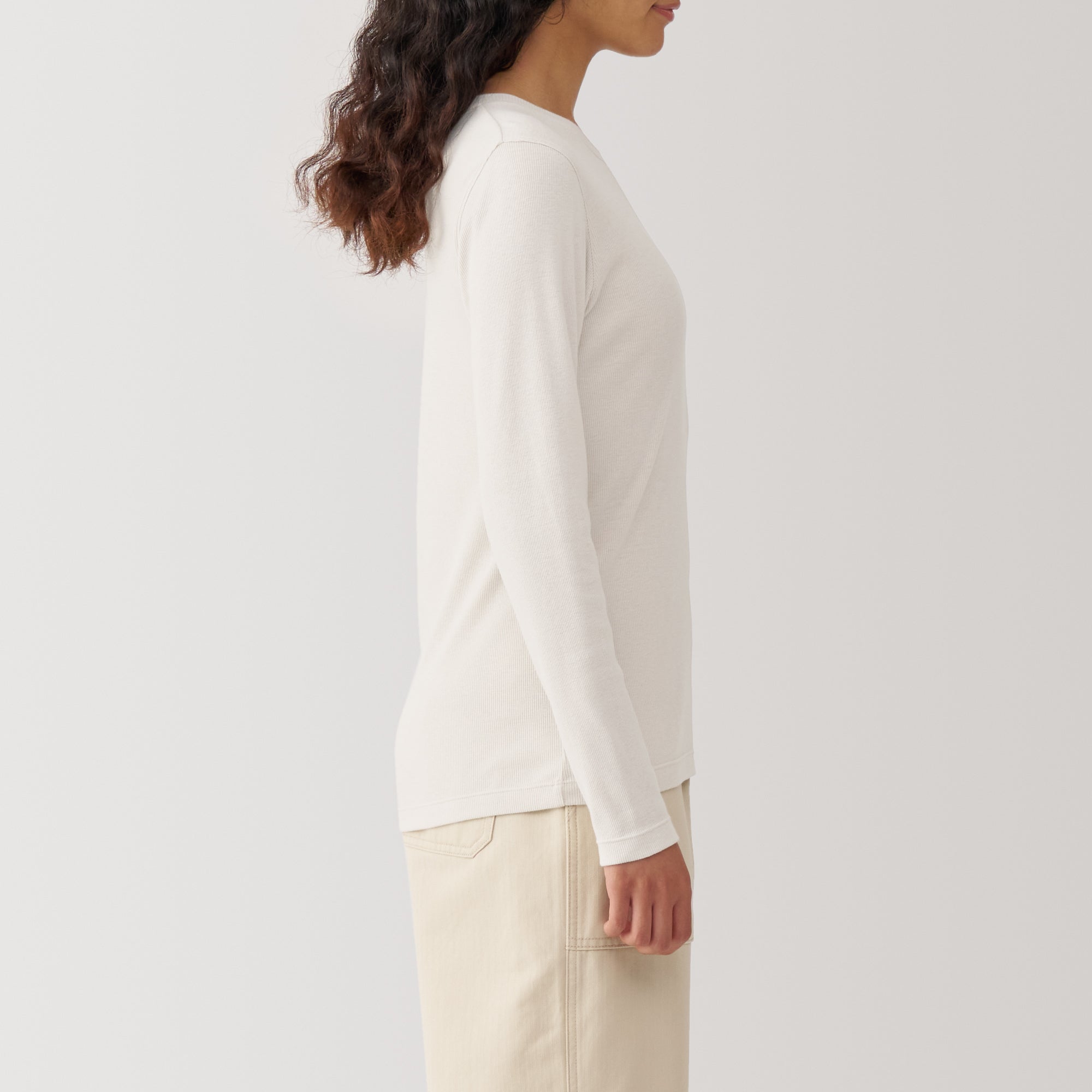 Women's Soy Fibre Blend Ribbed Crew Neck Long Sleeve T-Shirt