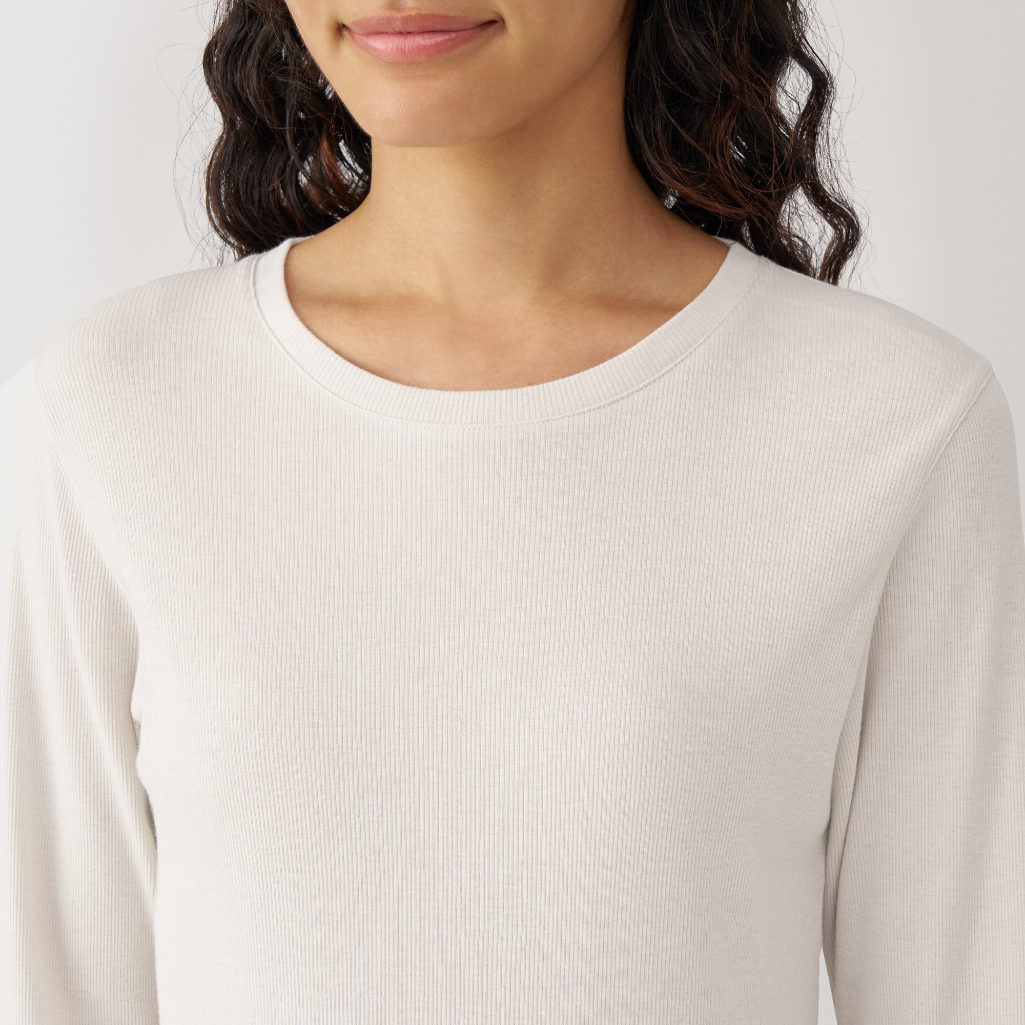Women's Soy Fibre Blend Ribbed Crew Neck Long Sleeve T-Shirt