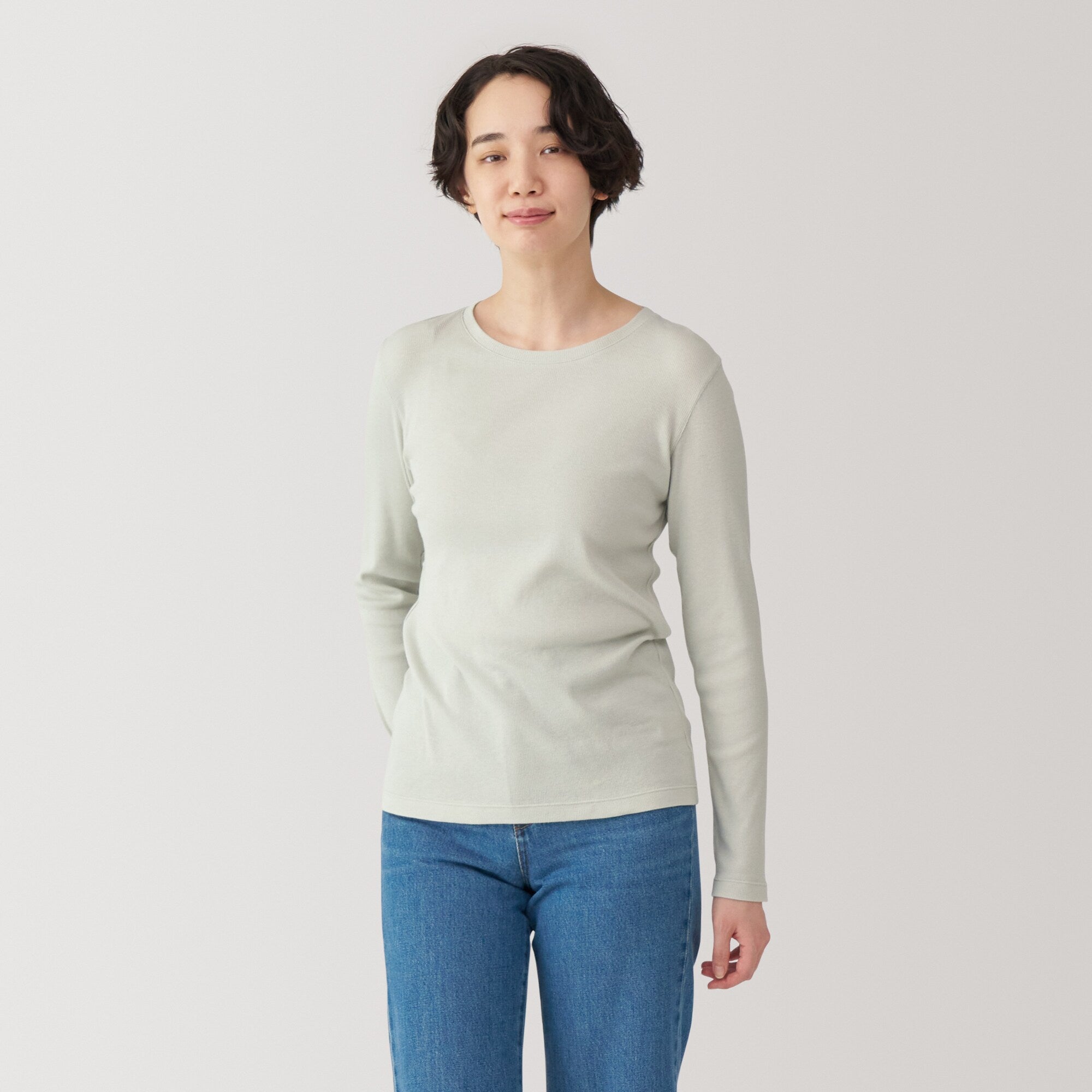 Women's Soy Fibre Blend Ribbed Crew Neck Long Sleeve T-Shirt