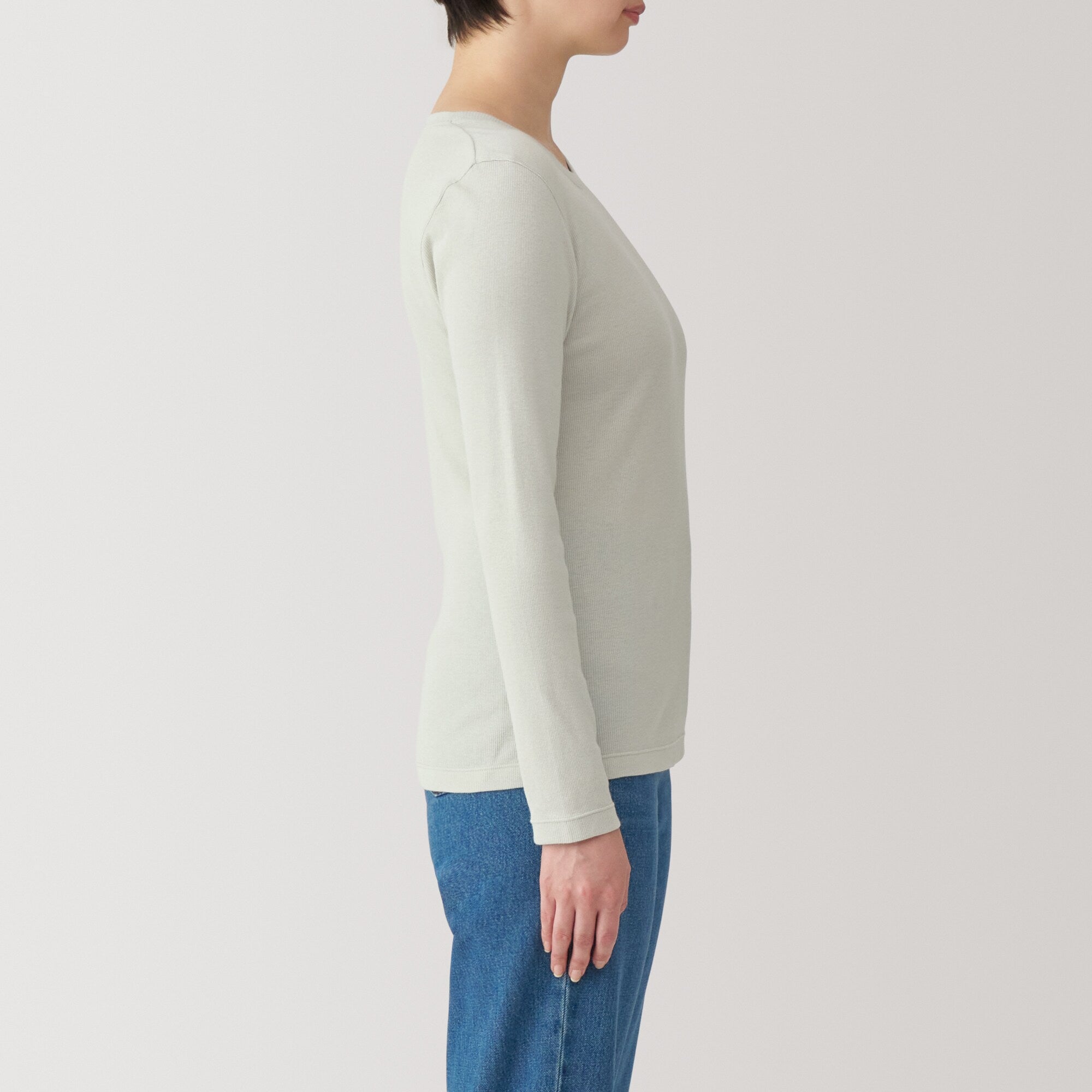 Women's Soy Fibre Blend Ribbed Crew Neck Long Sleeve T-Shirt