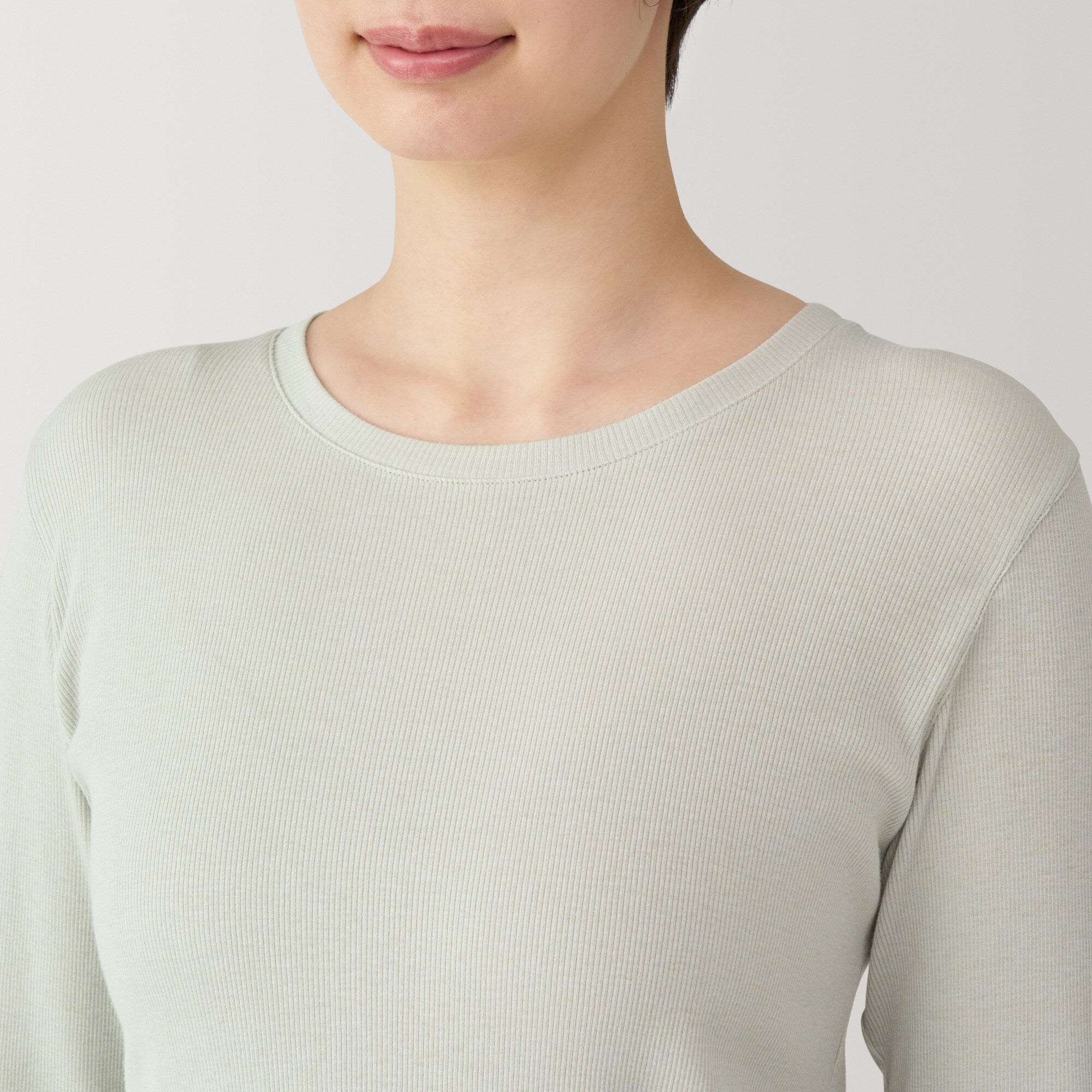 Women's Soy Fibre Blend Ribbed Crew Neck Long Sleeve T-Shirt