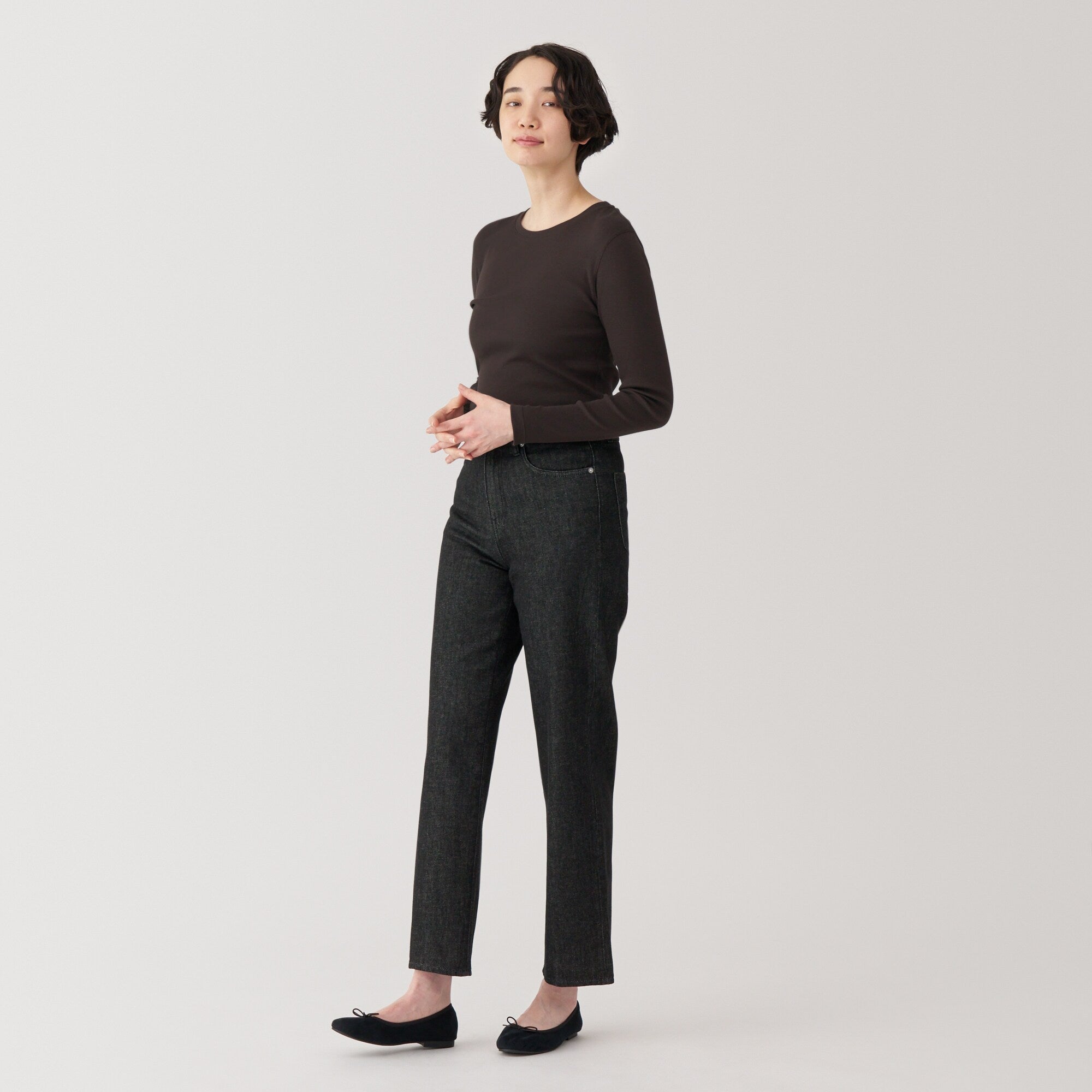 Women's Soy Fibre Blend Ribbed Crew Neck Long Sleeve T-Shirt