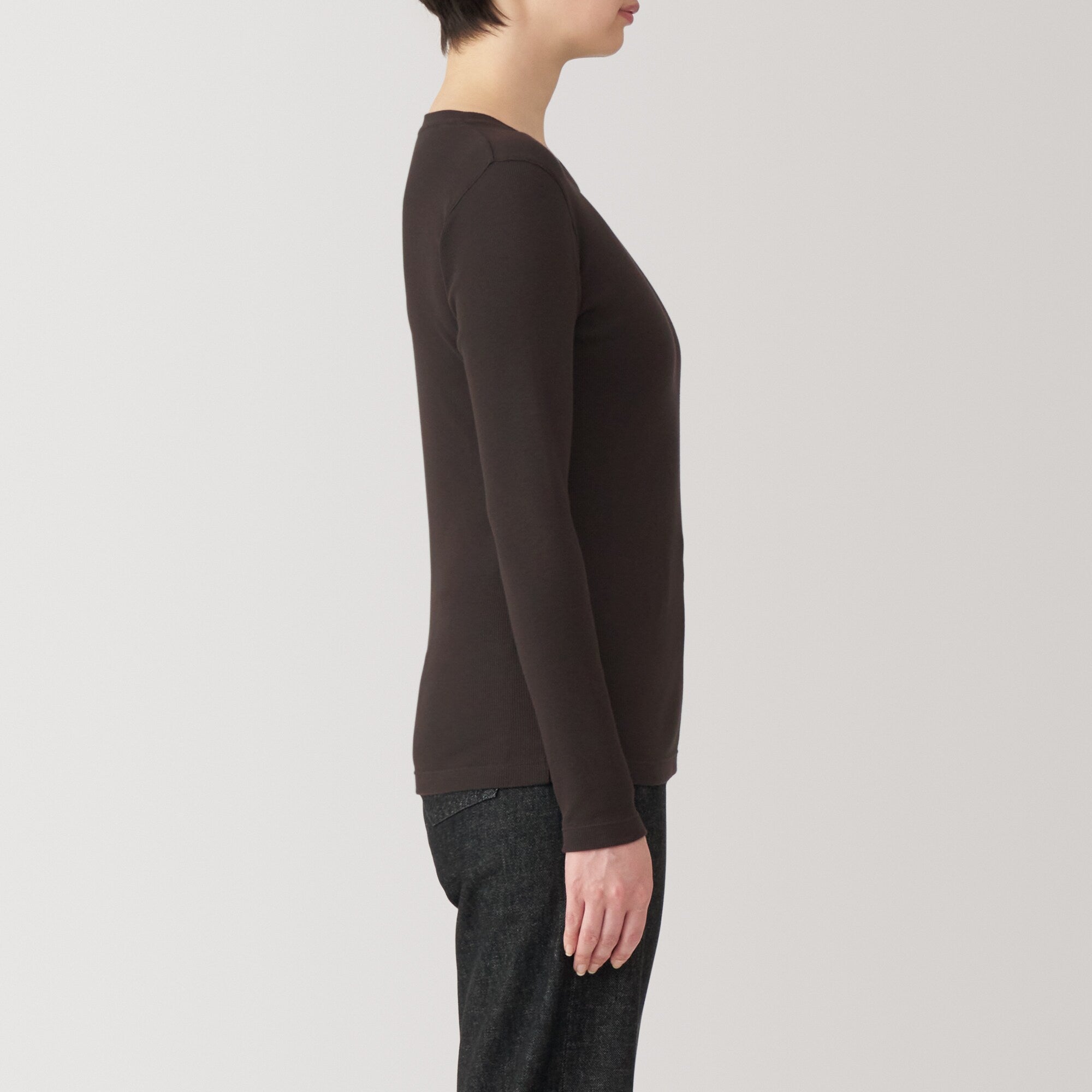 Women's Soy Fibre Blend Ribbed Crew Neck Long Sleeve T-Shirt