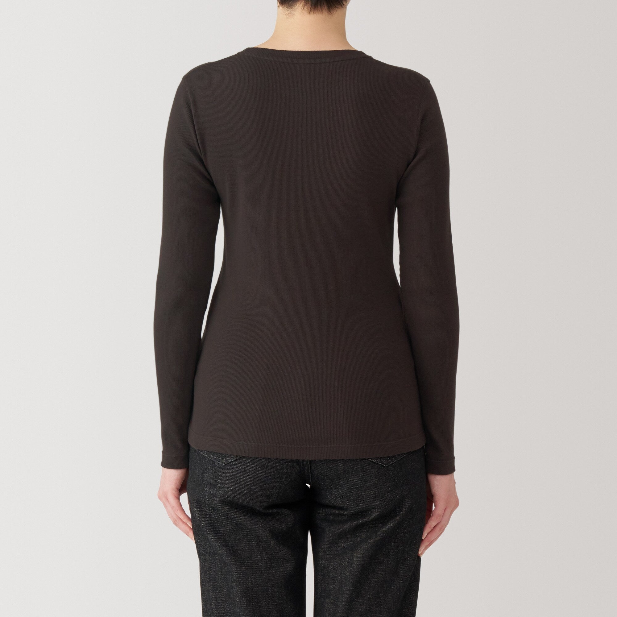 Women's Soy Fibre Blend Ribbed Crew Neck Long Sleeve T-Shirt