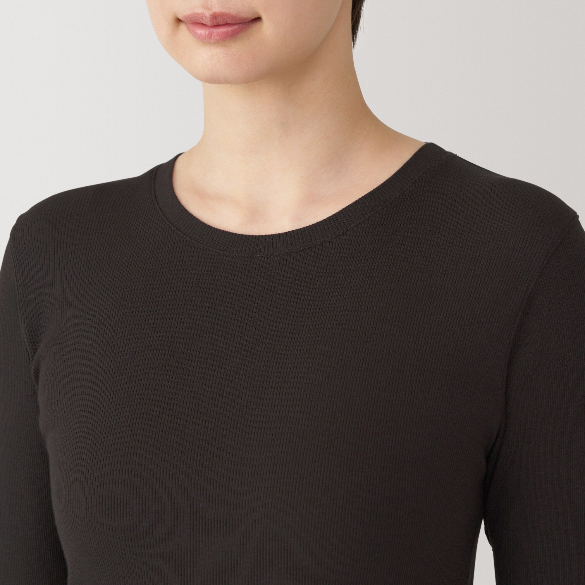 Women's Soy Fibre Blend Ribbed Crew Neck Long Sleeve T-Shirt