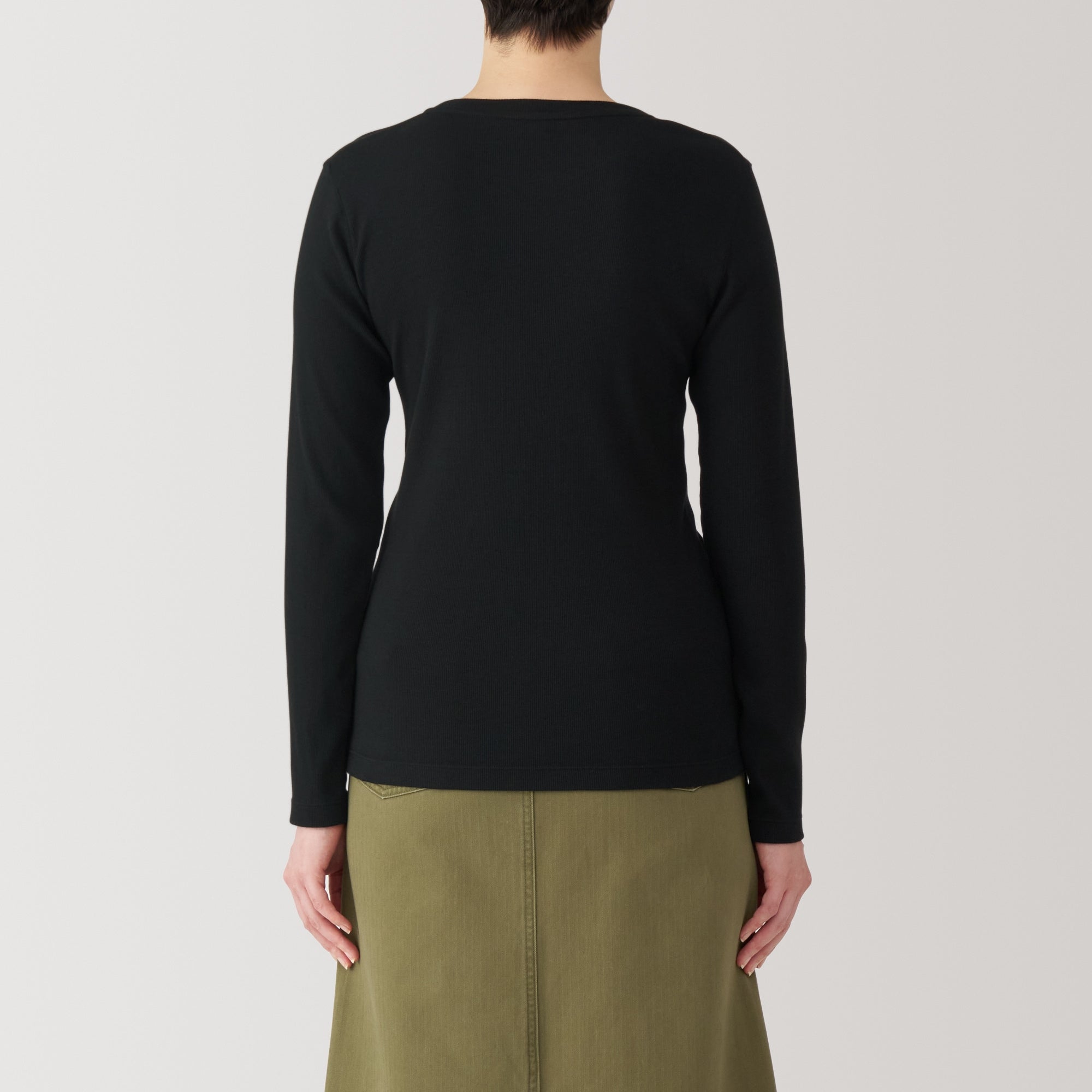 Women's Soy Fibre Blend Ribbed Crew Neck Long Sleeve T-Shirt