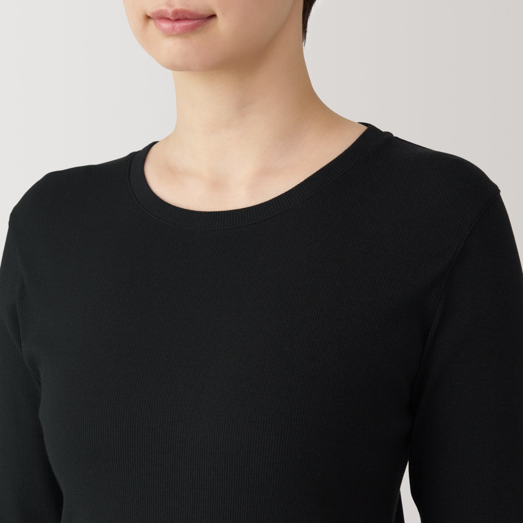 Women's Soy Fibre Blend Ribbed Crew Neck Long Sleeve T-Shirt