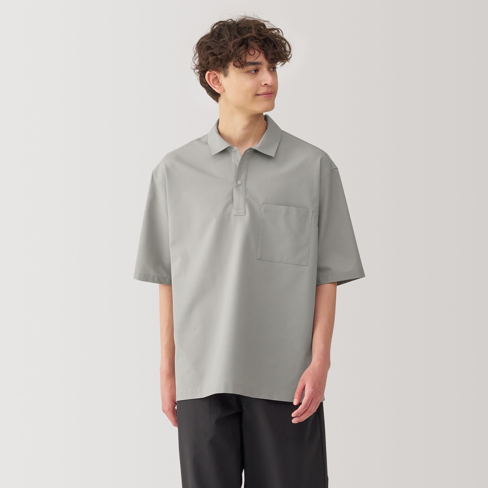 Men's Breathable Wide Half Sleeve Woven Polo Shirt