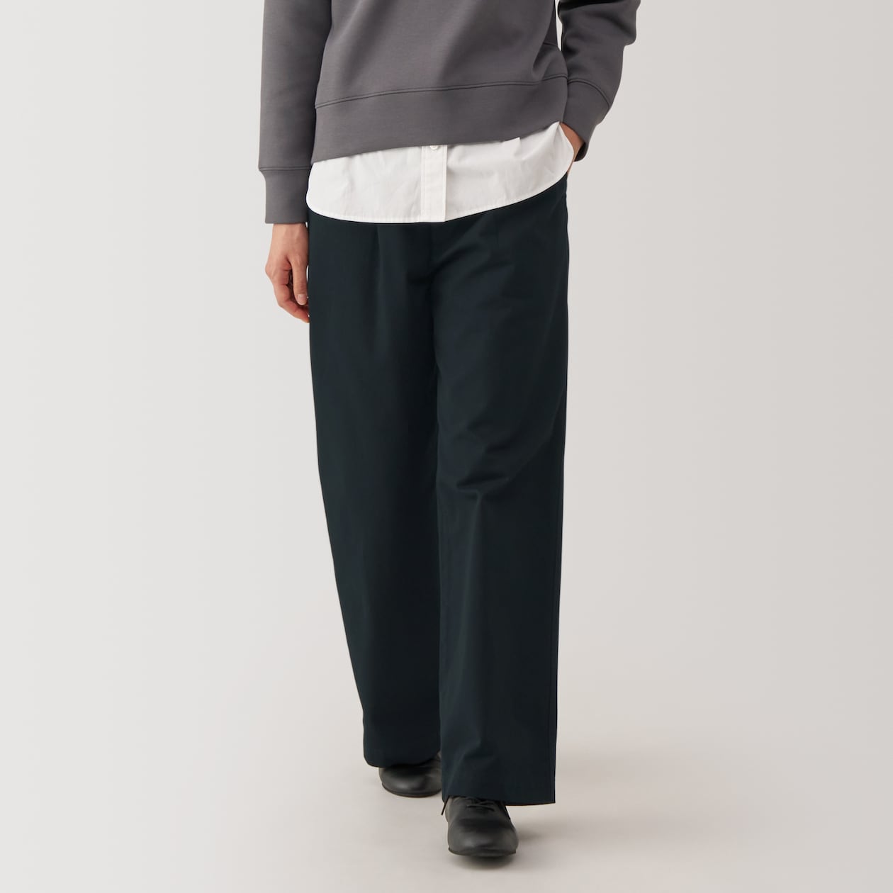 Women's Slub Yarn Chino Darted Wide Pants