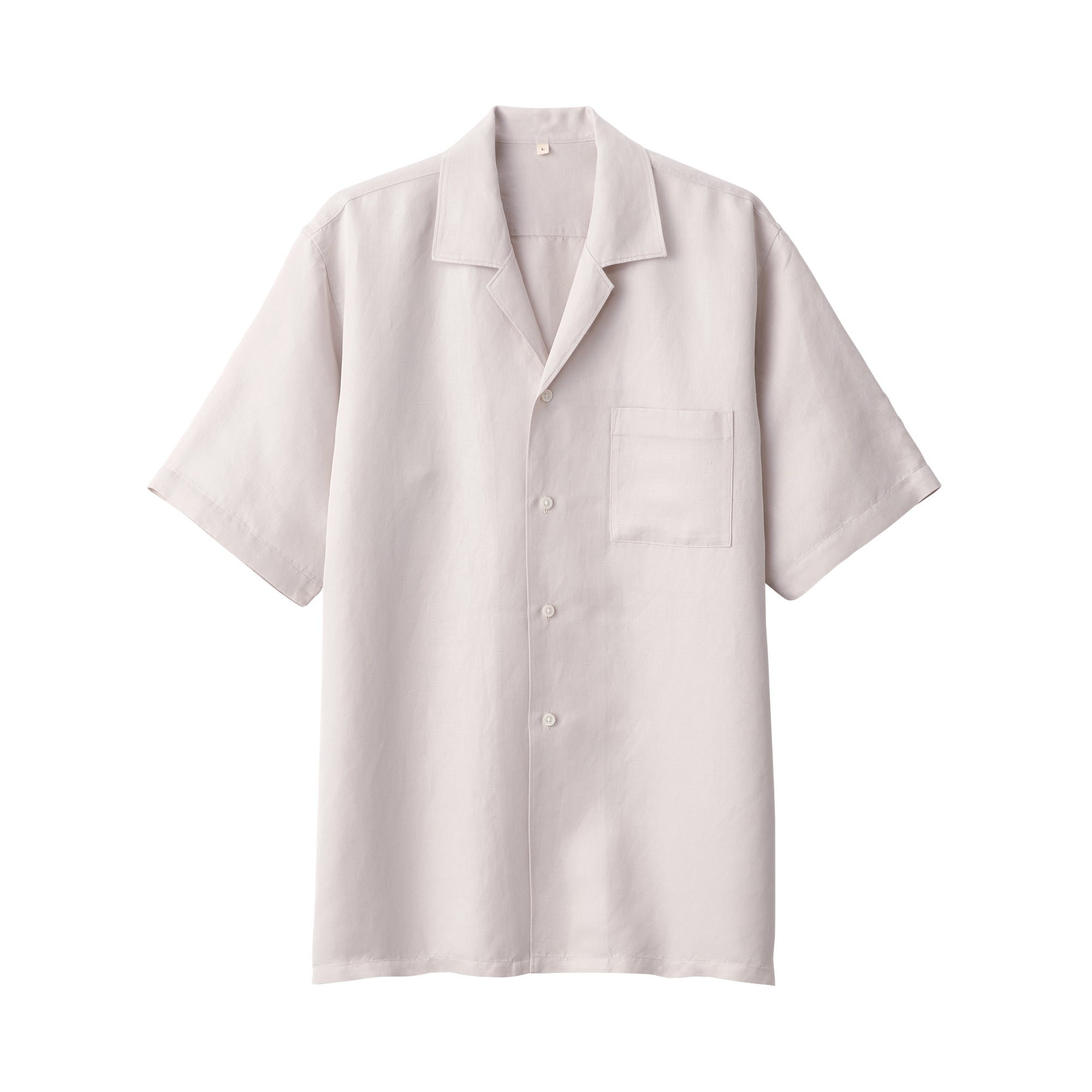 Labo Men's Linen Silk Open Collar Short Sleeve Shirt