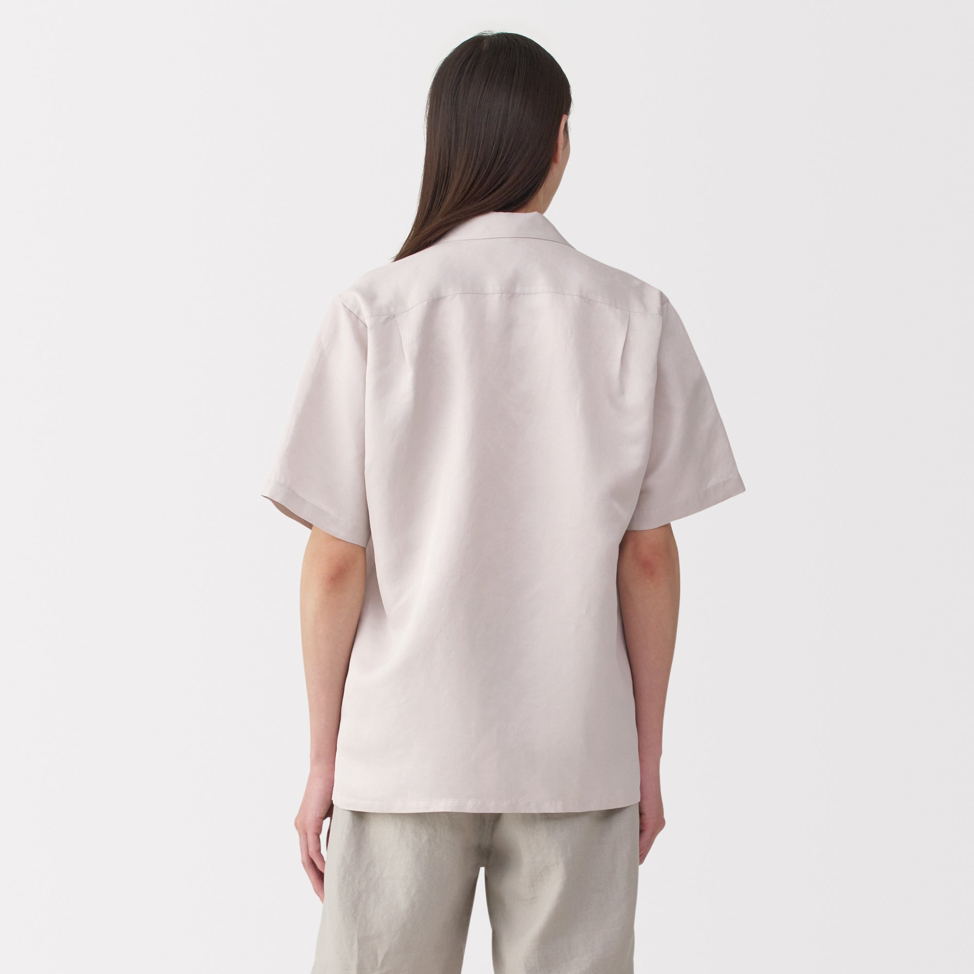 Labo Men's Linen Silk Open Collar Short Sleeve Shirt