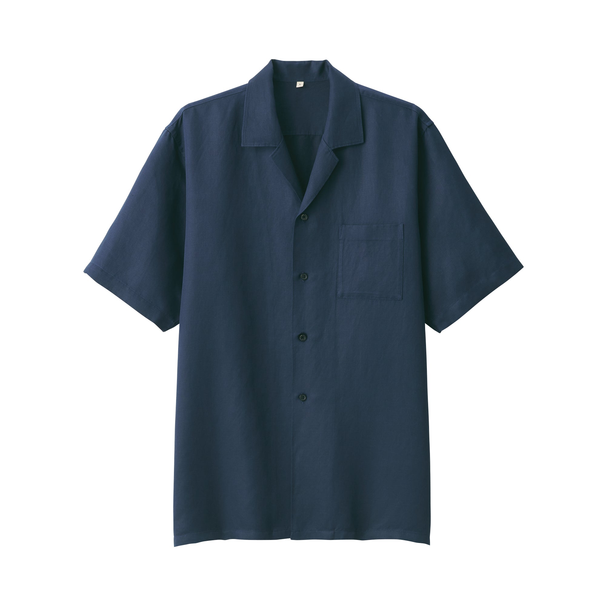 Labo Men's Linen Silk Open Collar Short Sleeve Shirt