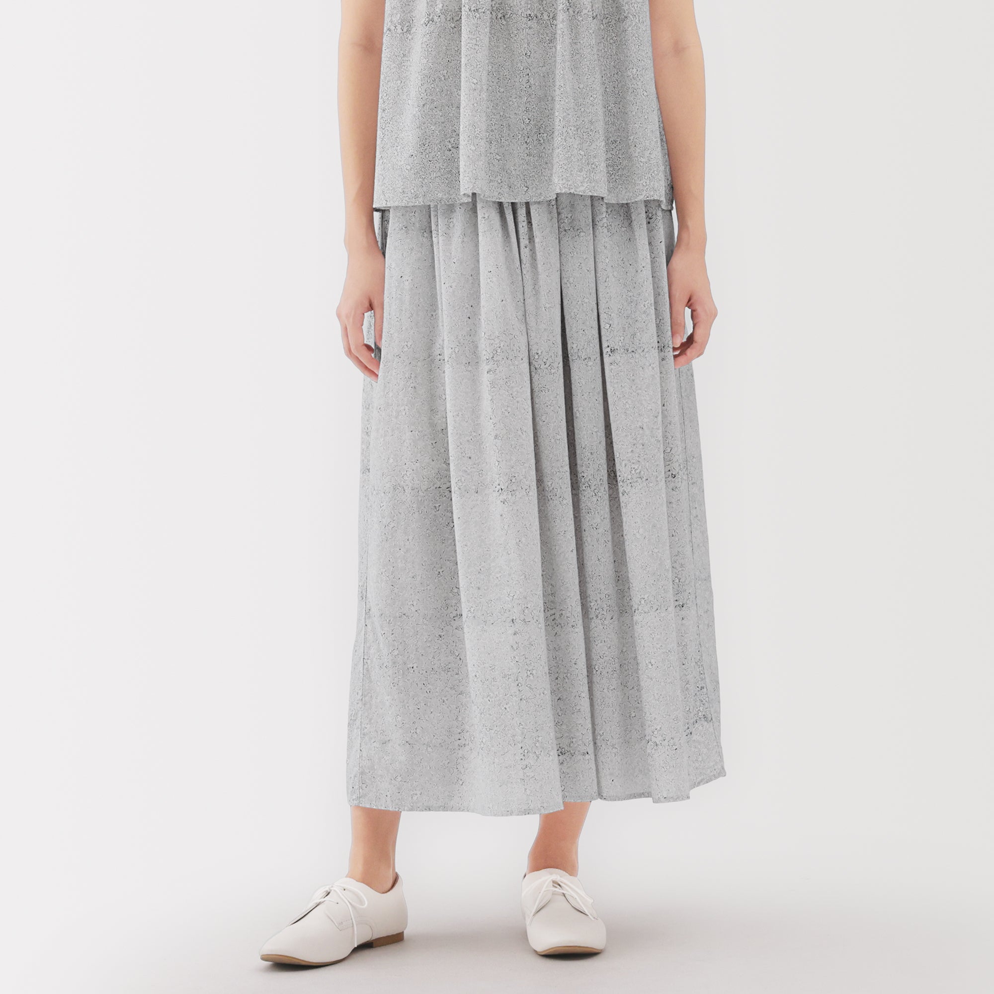 Women's Block Print Gather Maxi-Skirt
