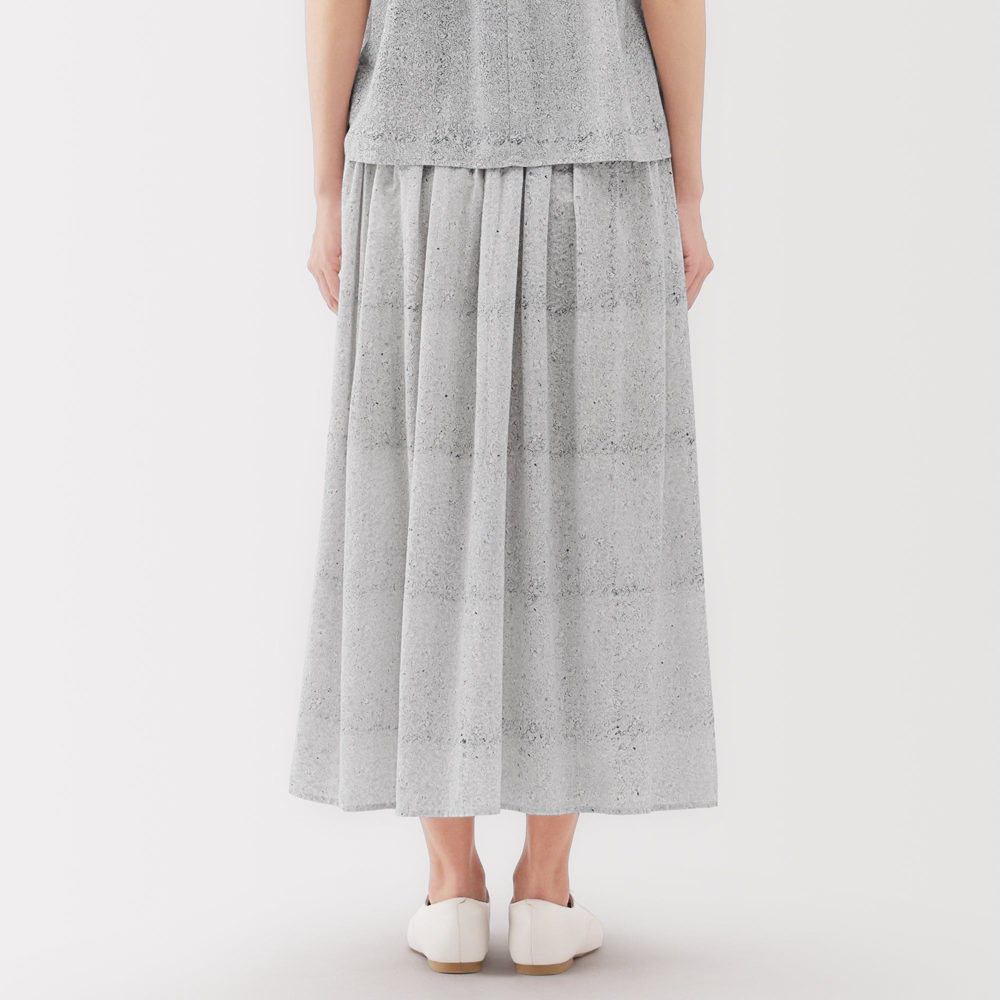 Women's Block Print Gather Maxi-Skirt