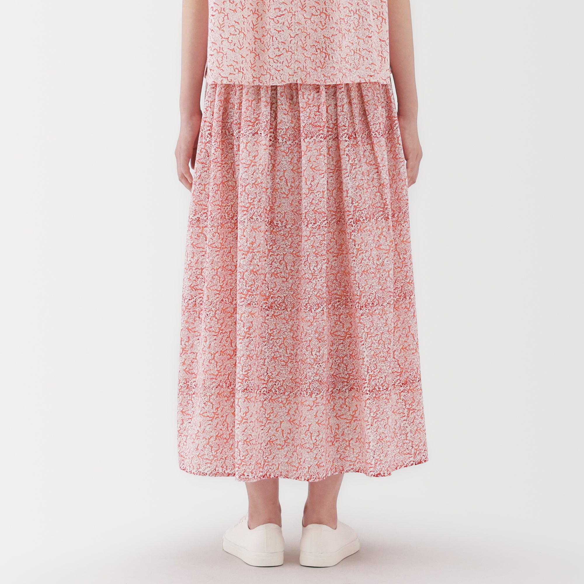 Women's Block Print Gather Maxi-Skirt