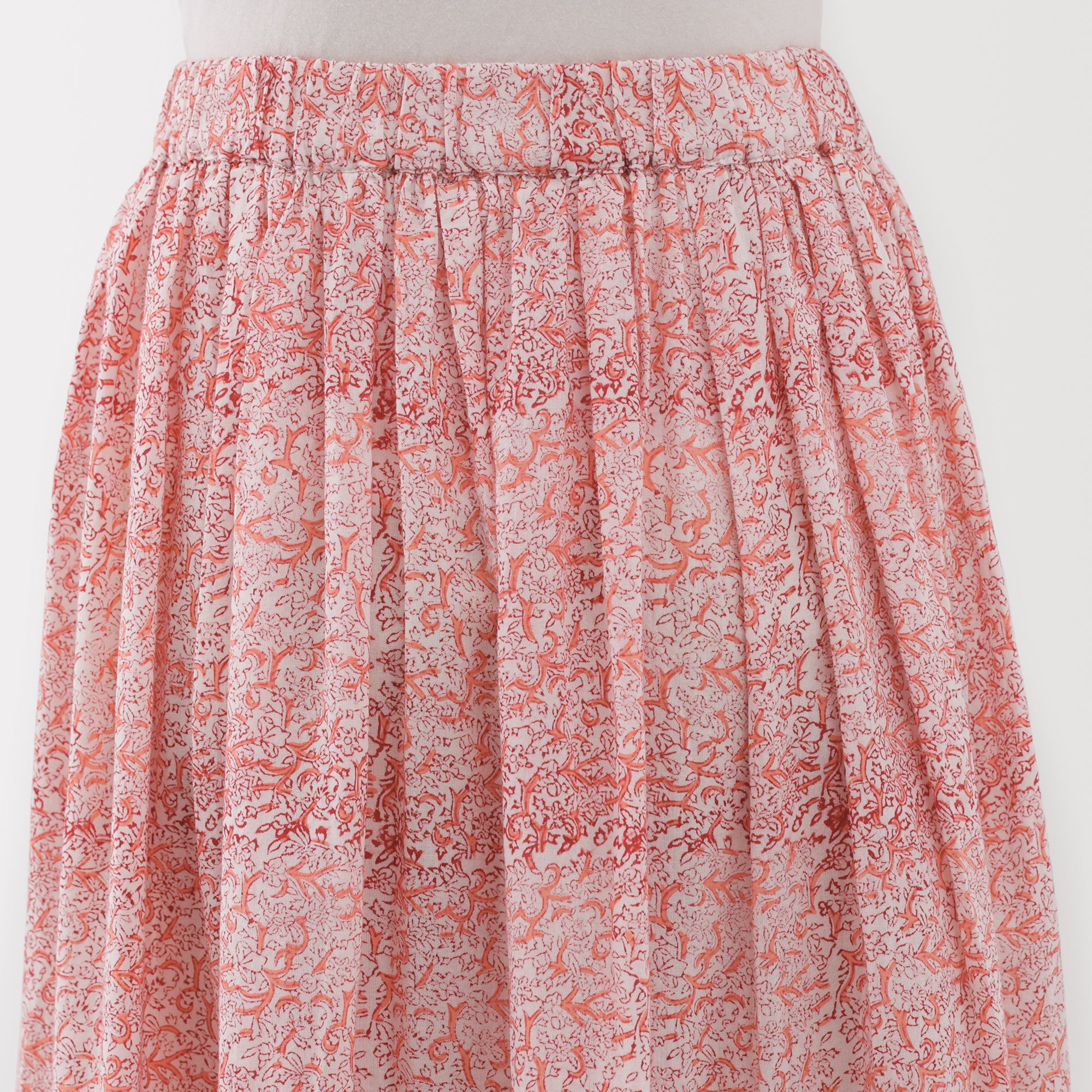 Women's Block Print Gather Maxi-Skirt