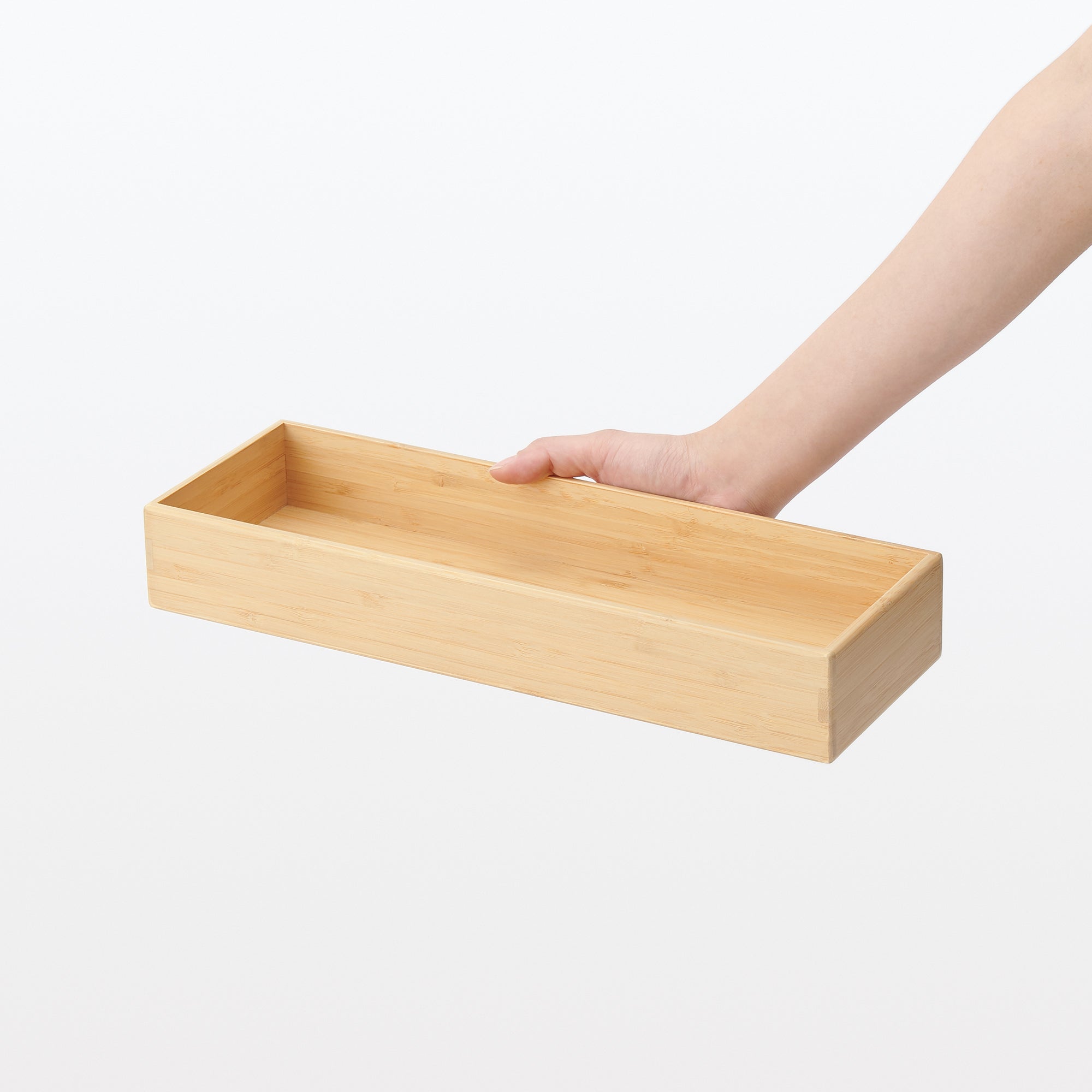 Stackable Bamboo Organiser Box - Large W11.5 x D34 x H5.5 cm