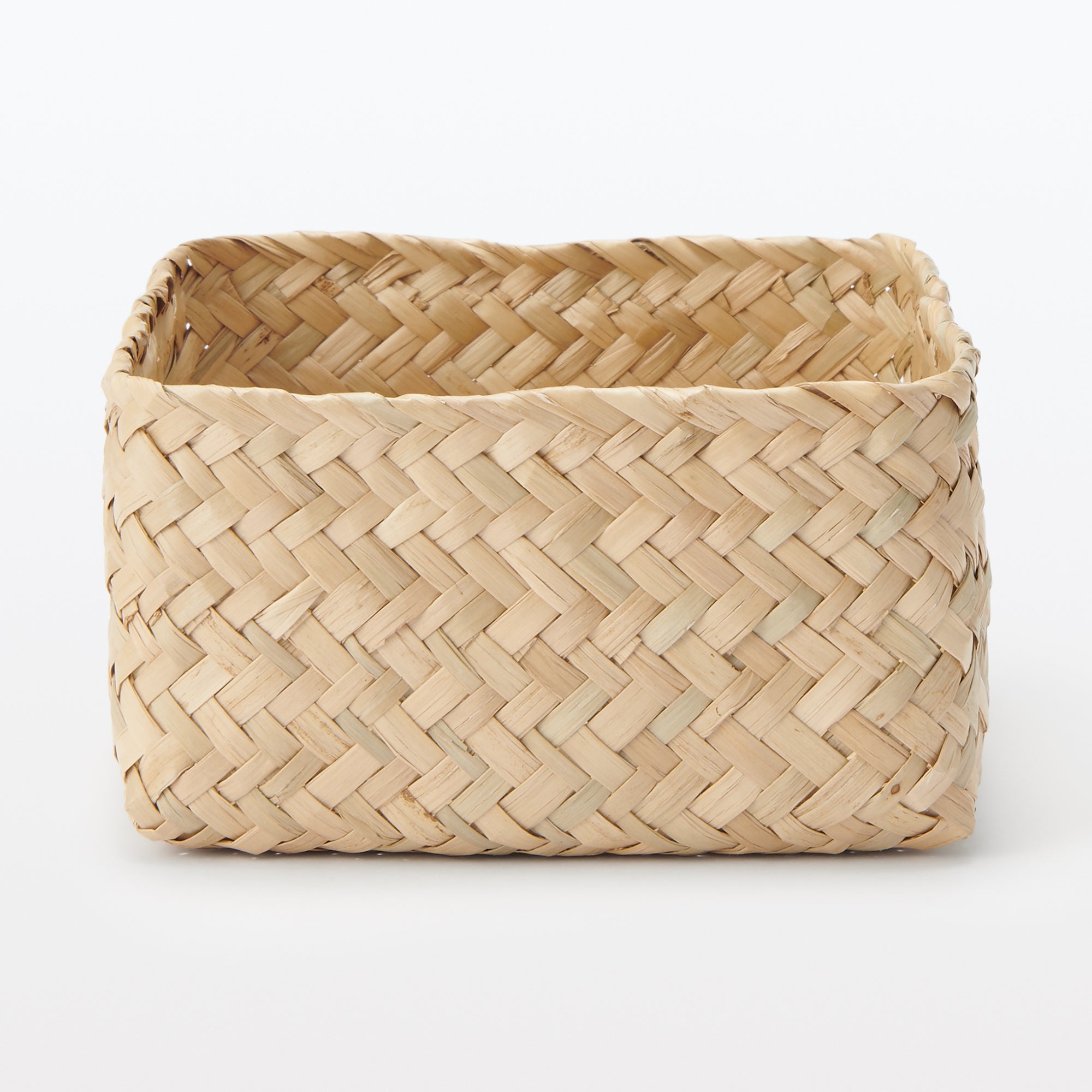 Seagrass Organiser Herringbone Rectangular Basket - Small (W12.5 x D15 x H7 cm)