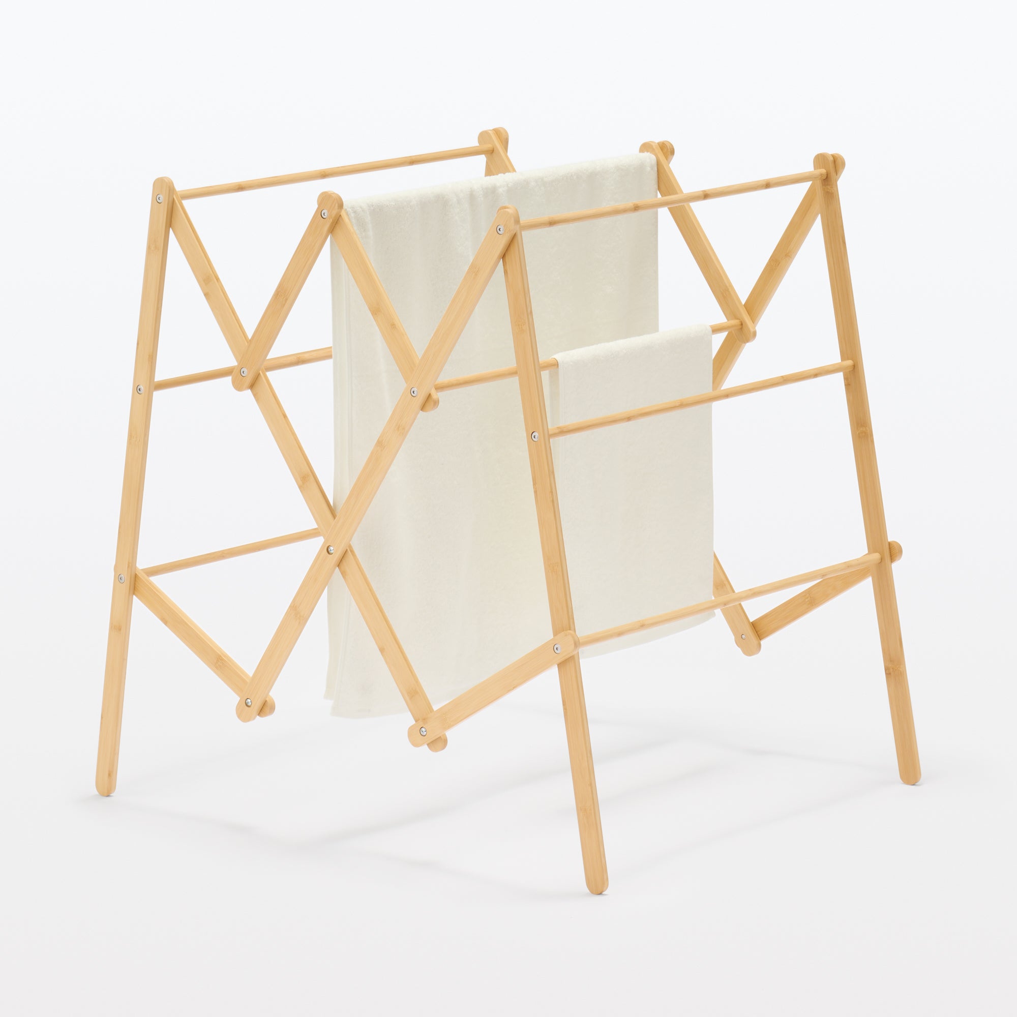 Bamboo Clothes Rack with Adjustable Width