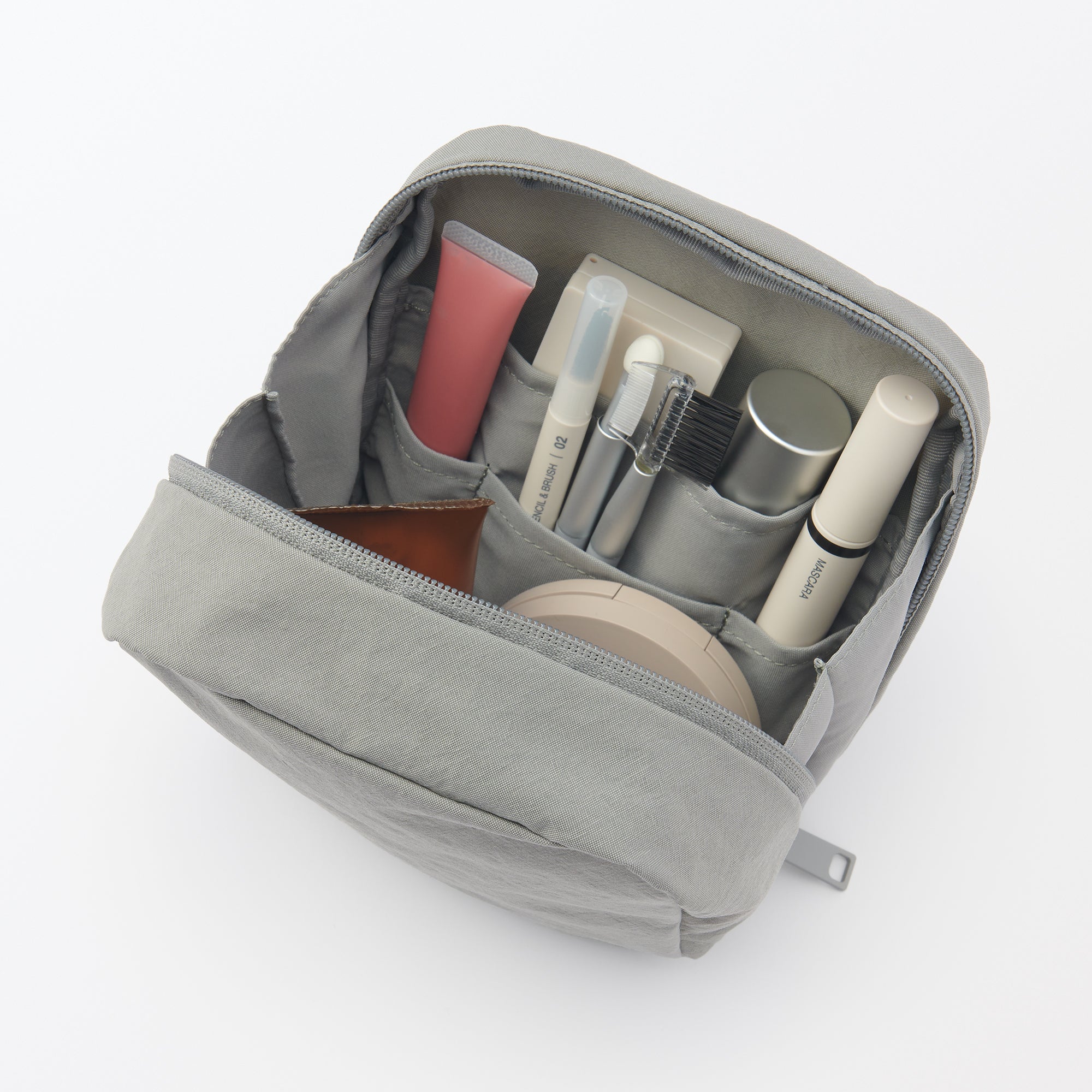 Wrinkled Nylon Wide-Opening Pouch - Square