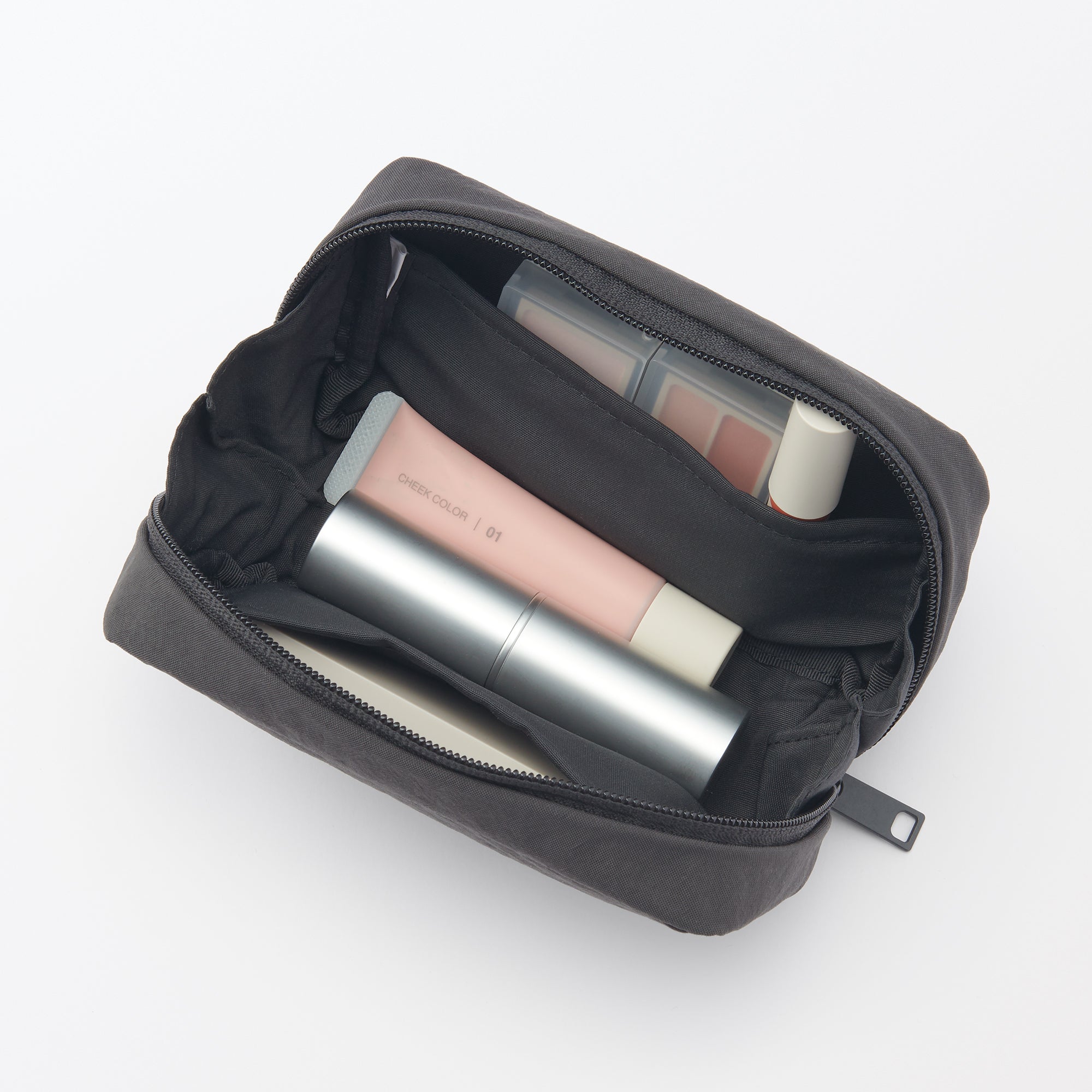 Wrinkled Nylon Wide-Opening Pouch - Medium