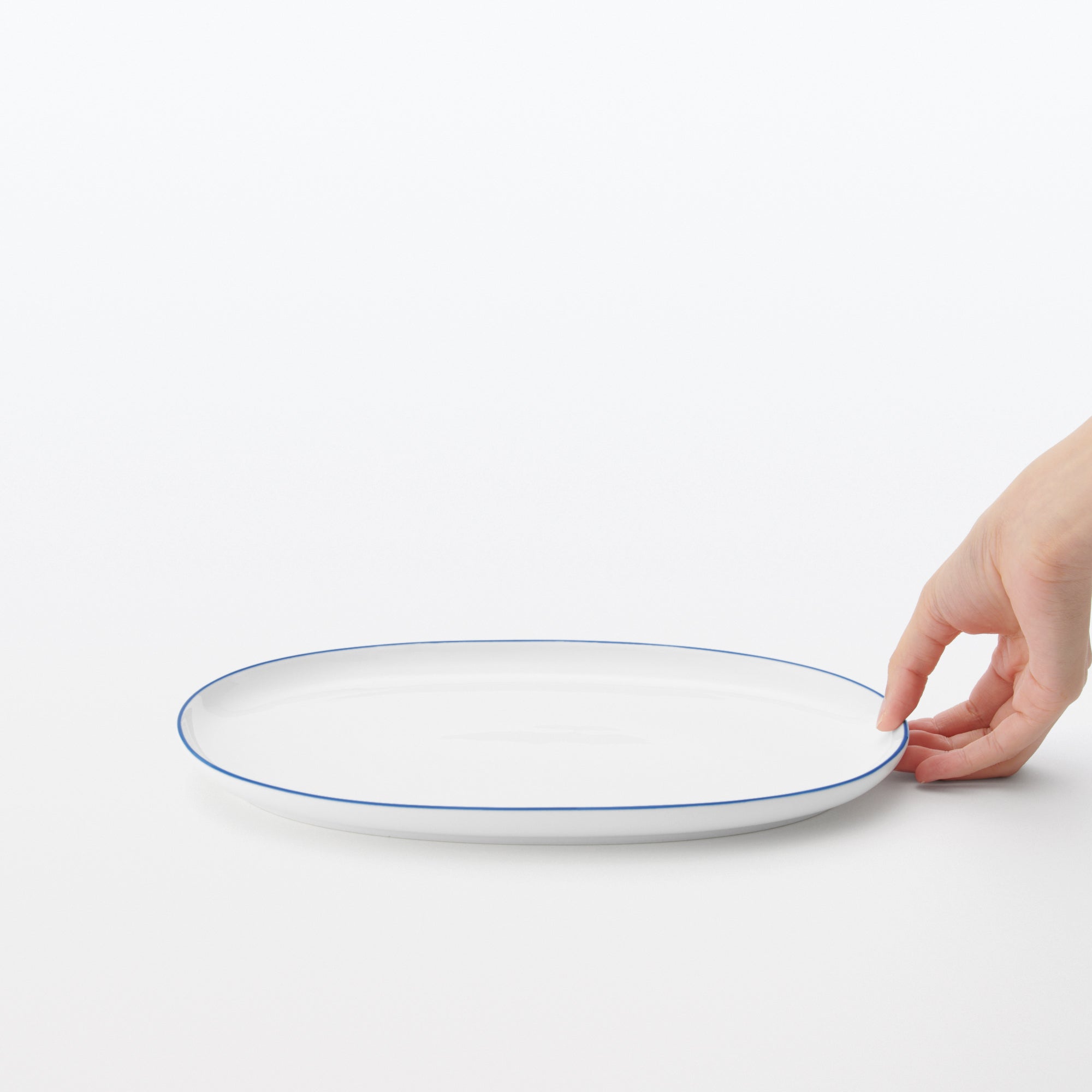 Everyday Tableware Oval Plate Large - Blue Stripe