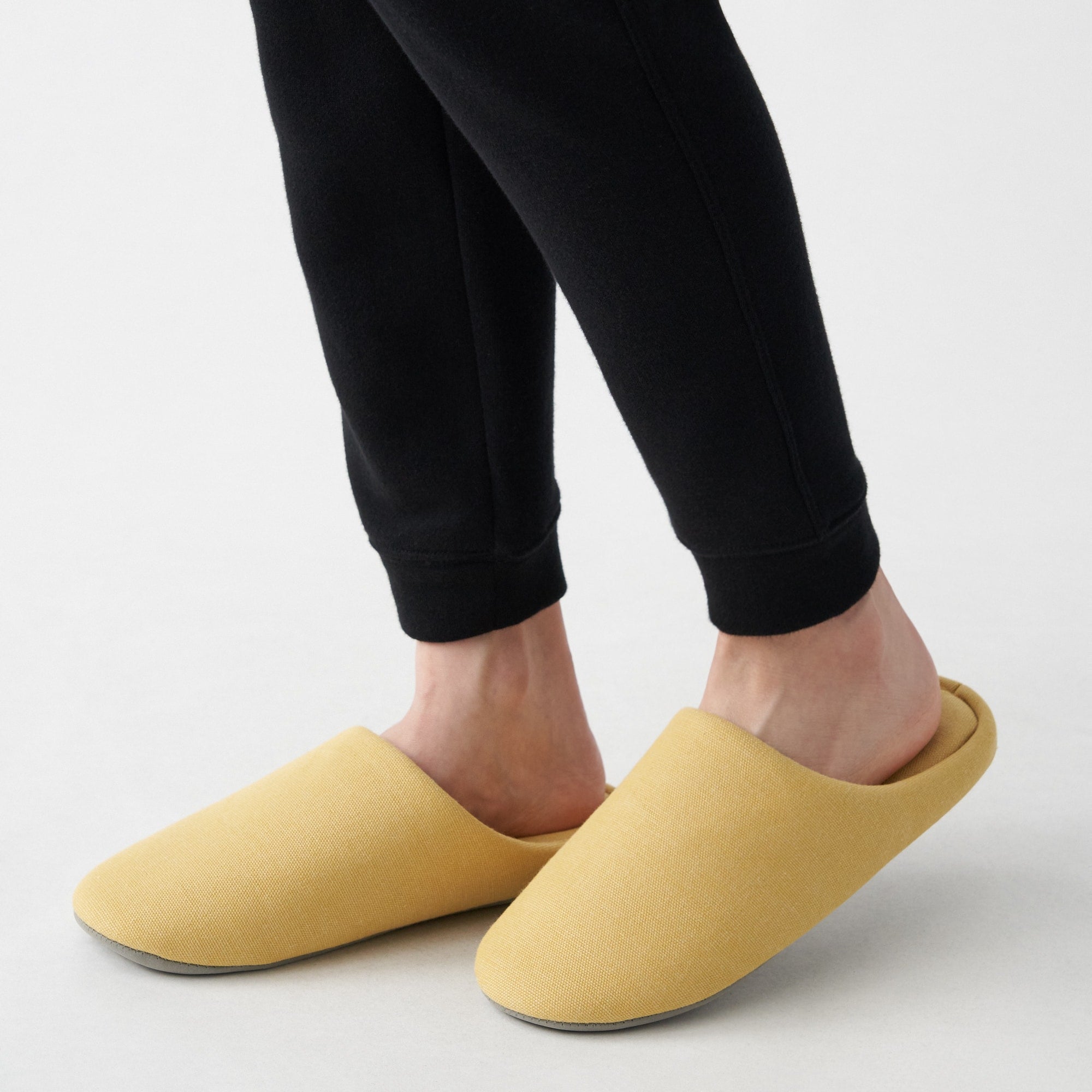Cotton Plain Weave Insole Slippers - Yellow