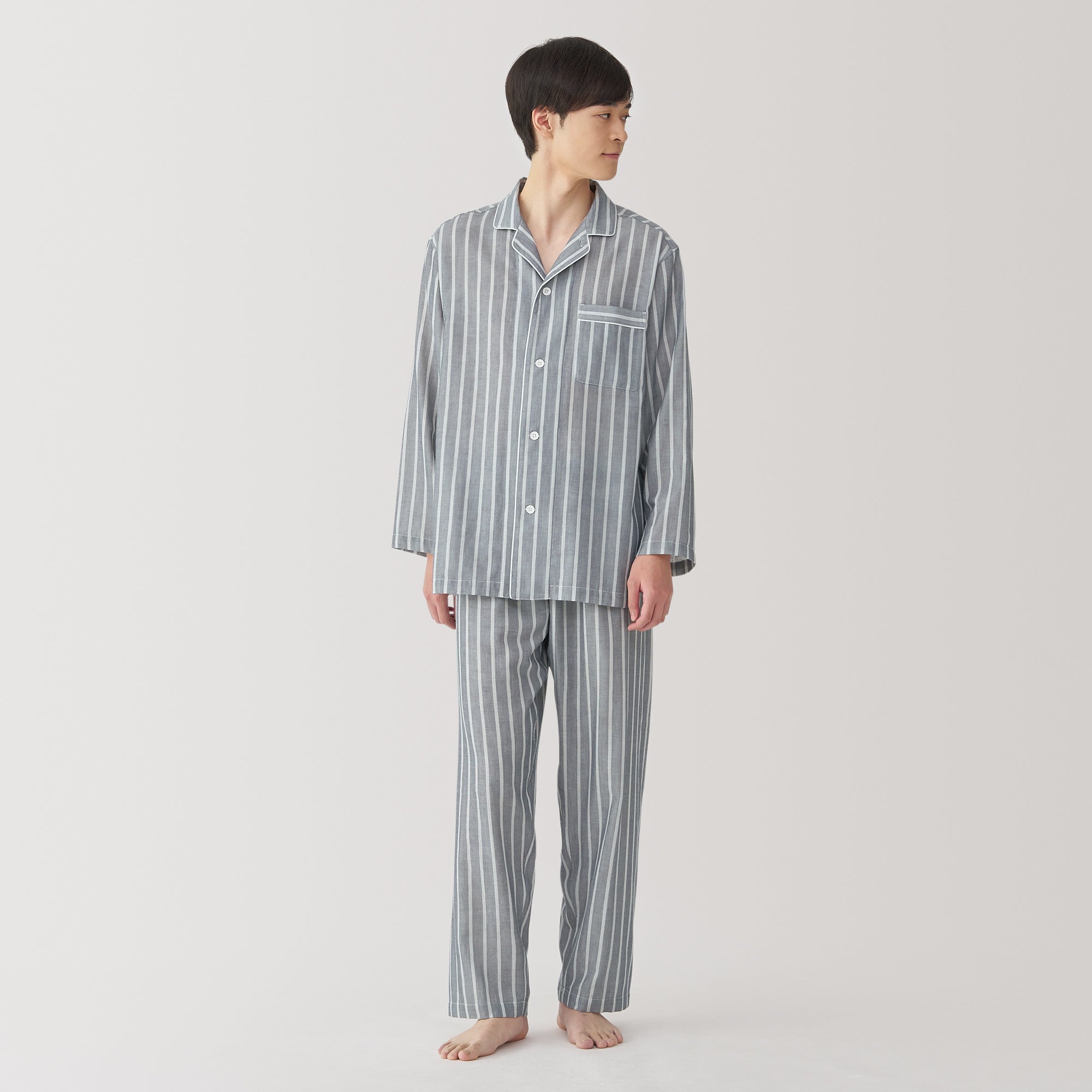 Men's Side Seamless Double Gauze Pajamas