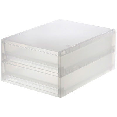 Polypropylene Storage Case Extra Shallow 2 Drawers (W26*D37*H16.5 cm)