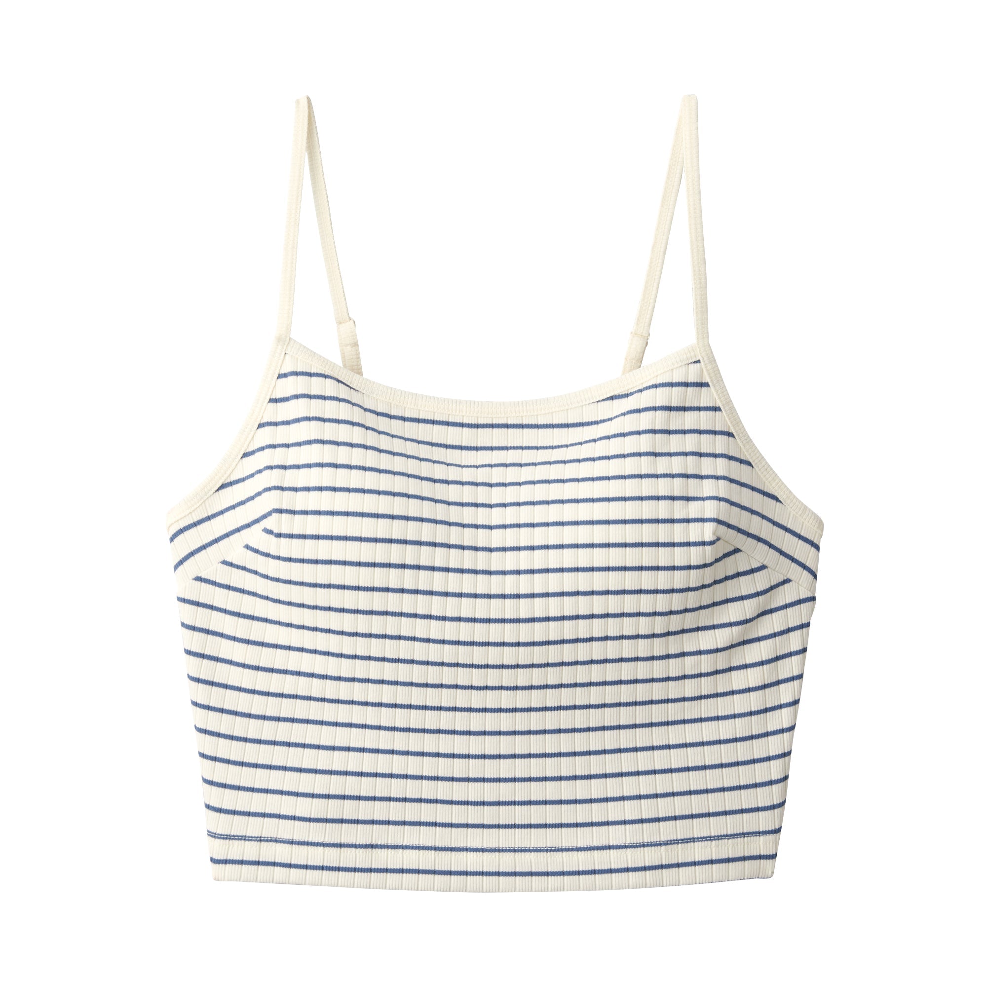 Women's Cotton Stretch Ribbed Cropped Bra Striped Camisole
