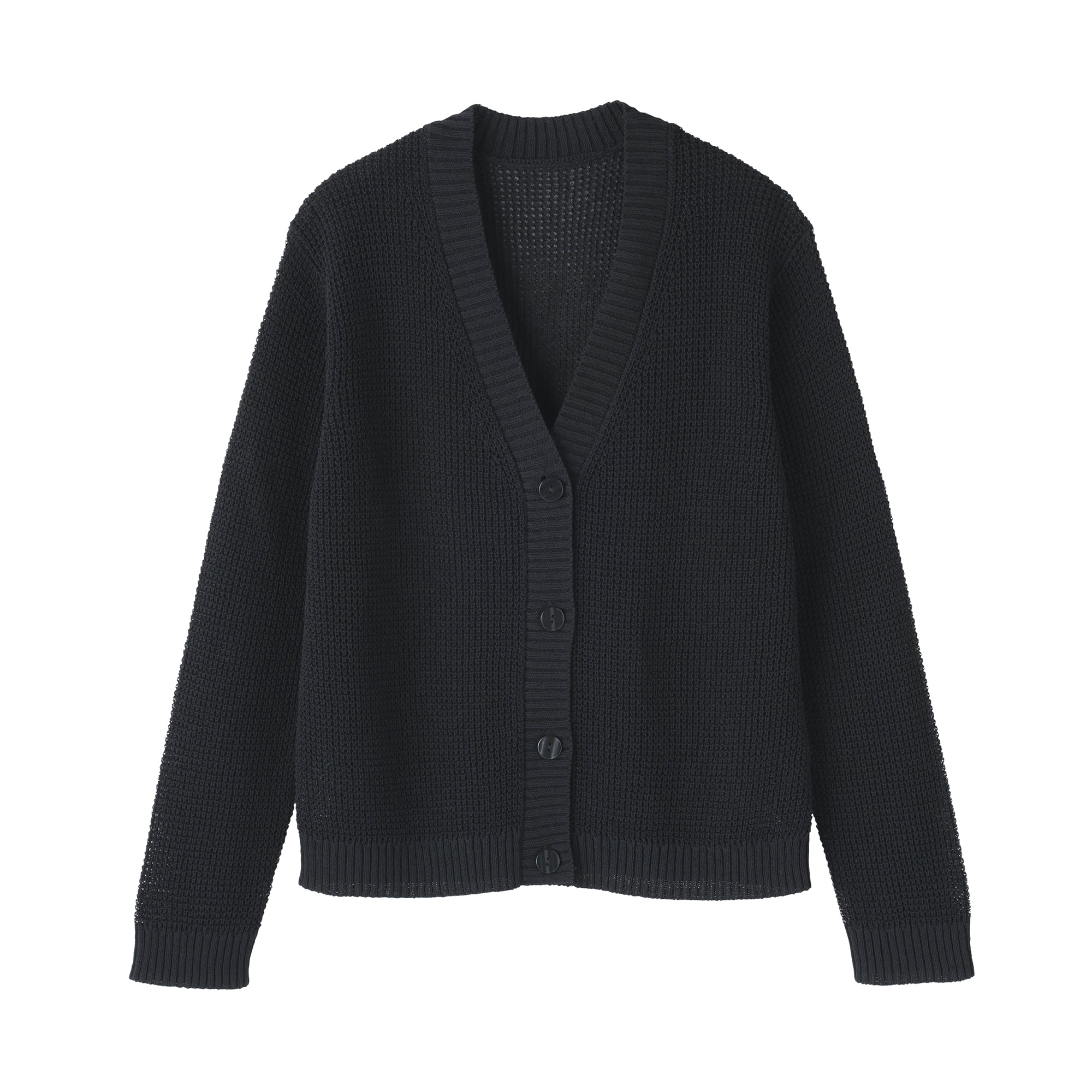 Women's Linen Blend Mesh V Neck Cardigan