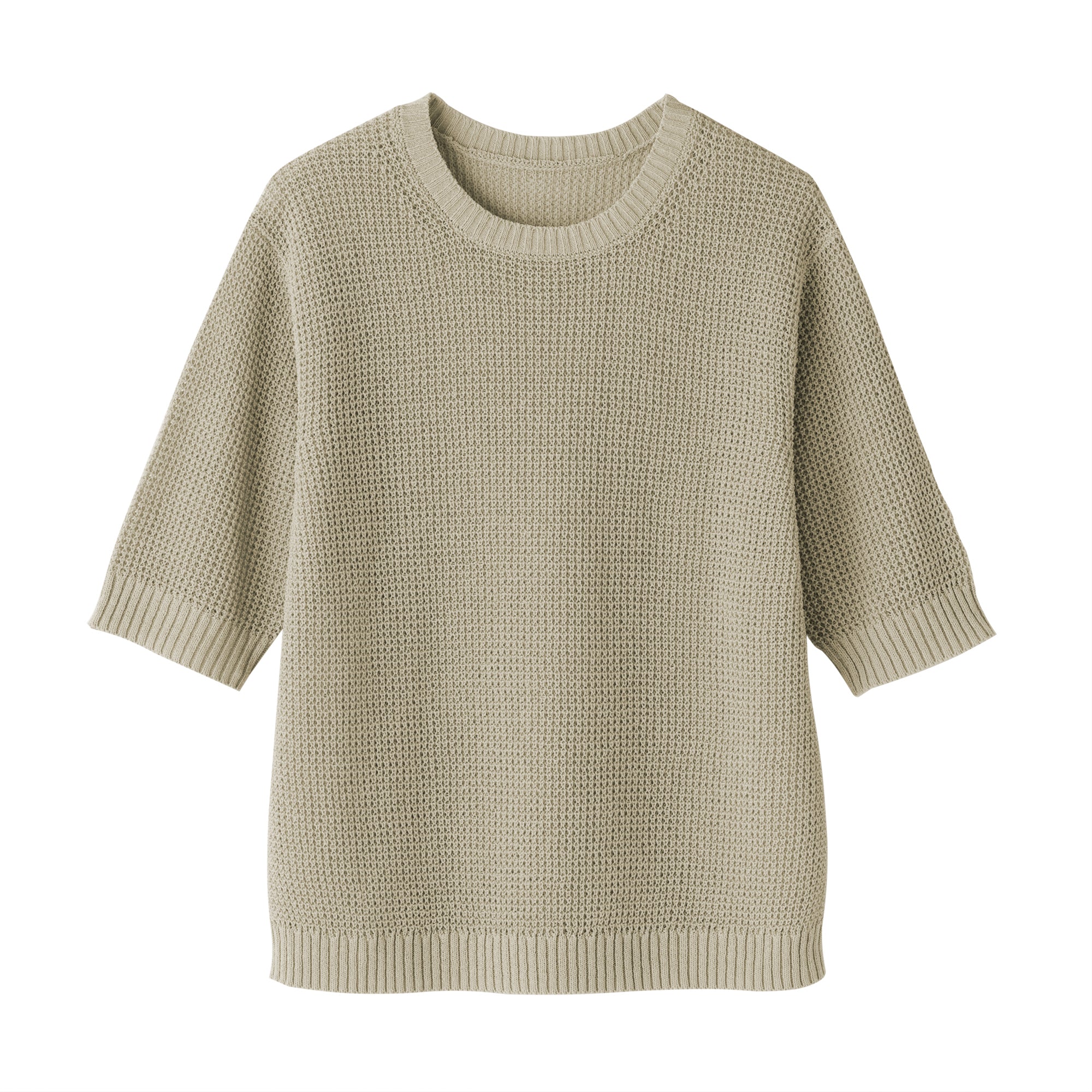 Women's Linen Blend Mesh Half Sleeve Sweater